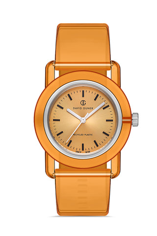 DAVID GUNER Turuncu Plastik Kordonlu Geri Dönüştürülebilir Su Geçirmez Unisex Kol Saati - DG-8661LD-ZQ11