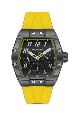 DAVID GUNER Sarı Kaplamalı Siyah Kadranlı Erkek Kol Saati – DG-8883GD-ZY2