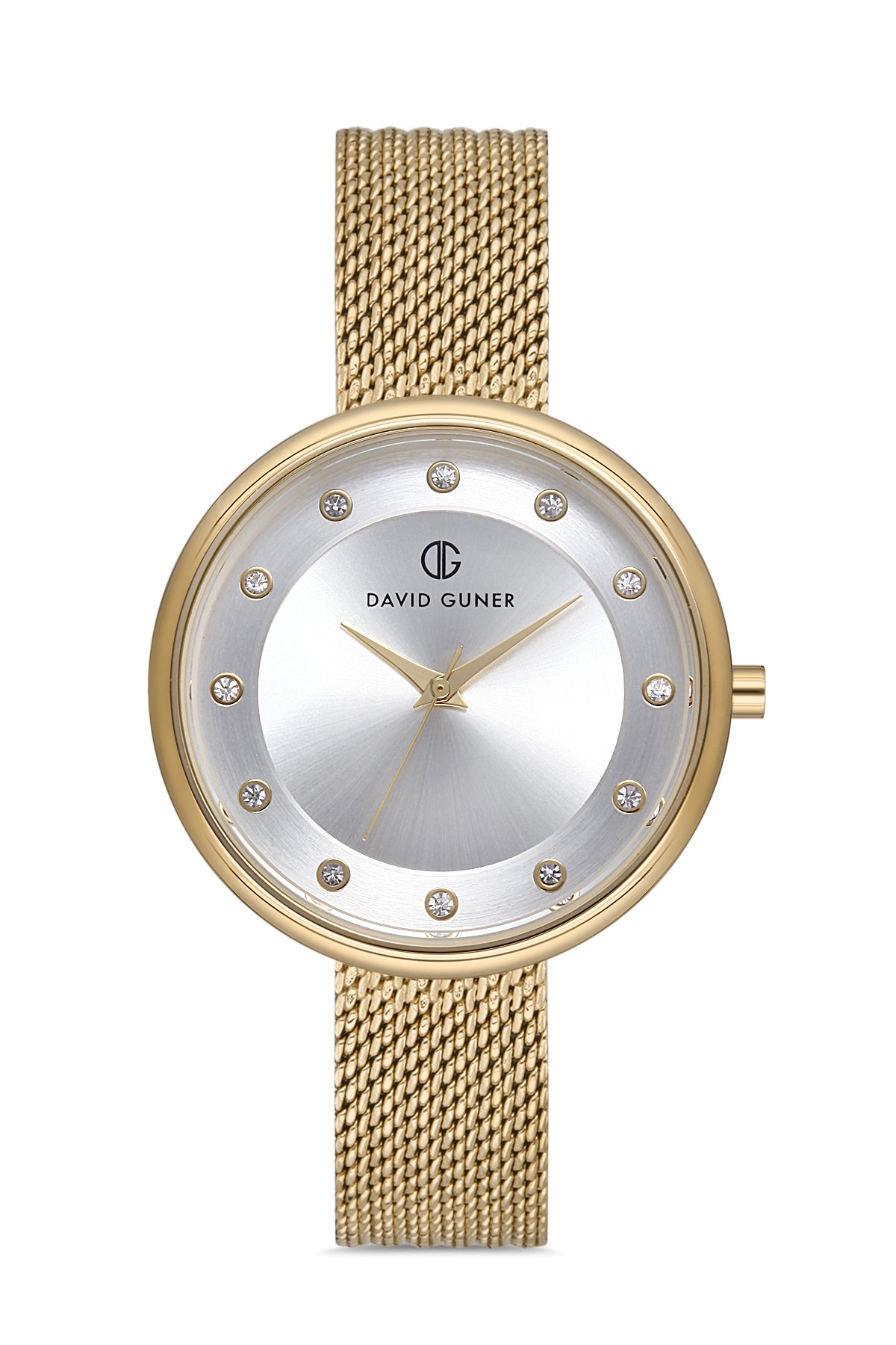 DAVID GUNER Beyaz Kadranlı Sarı Kaplamalı Hasır Kordonlu Kadın Kol Saati - DG-8133LC-B1