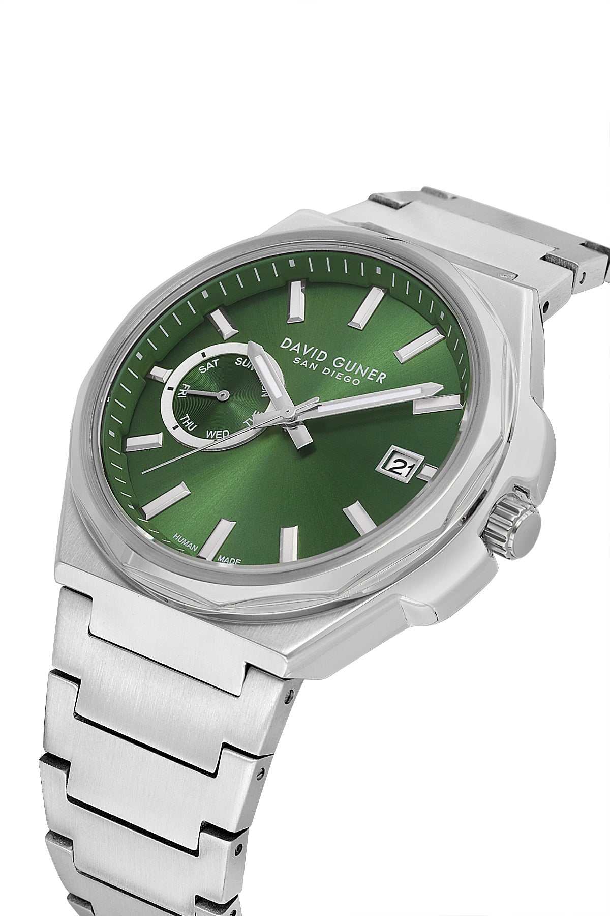 DAVID GUNER Erkek Kol Saati Yeşil Kadran Gümüş Kaplama DG-9132GA-A10