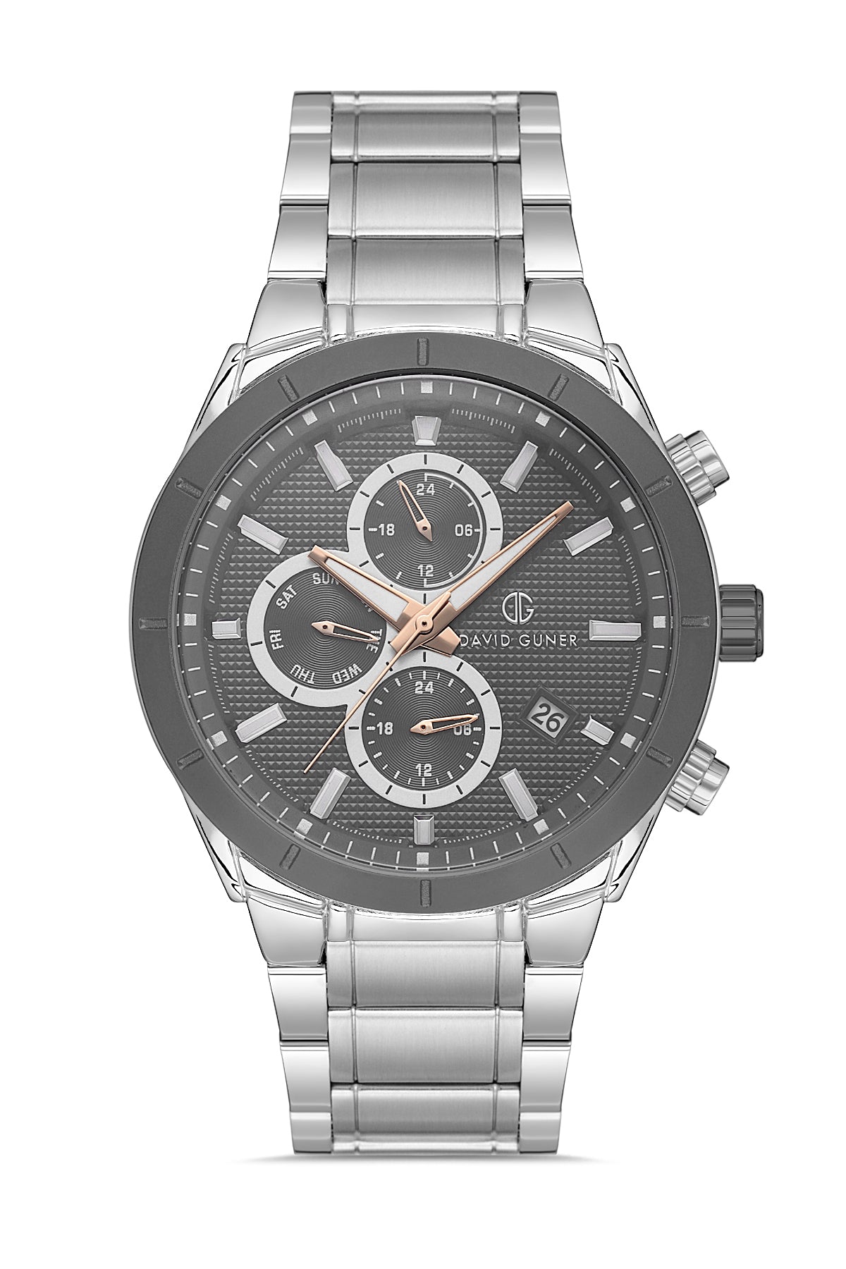 DAVID GUNER Gri Kadranlı Gümüş Kaplamalı Erkek Kol Saati - DG-8645GA-ZZ9