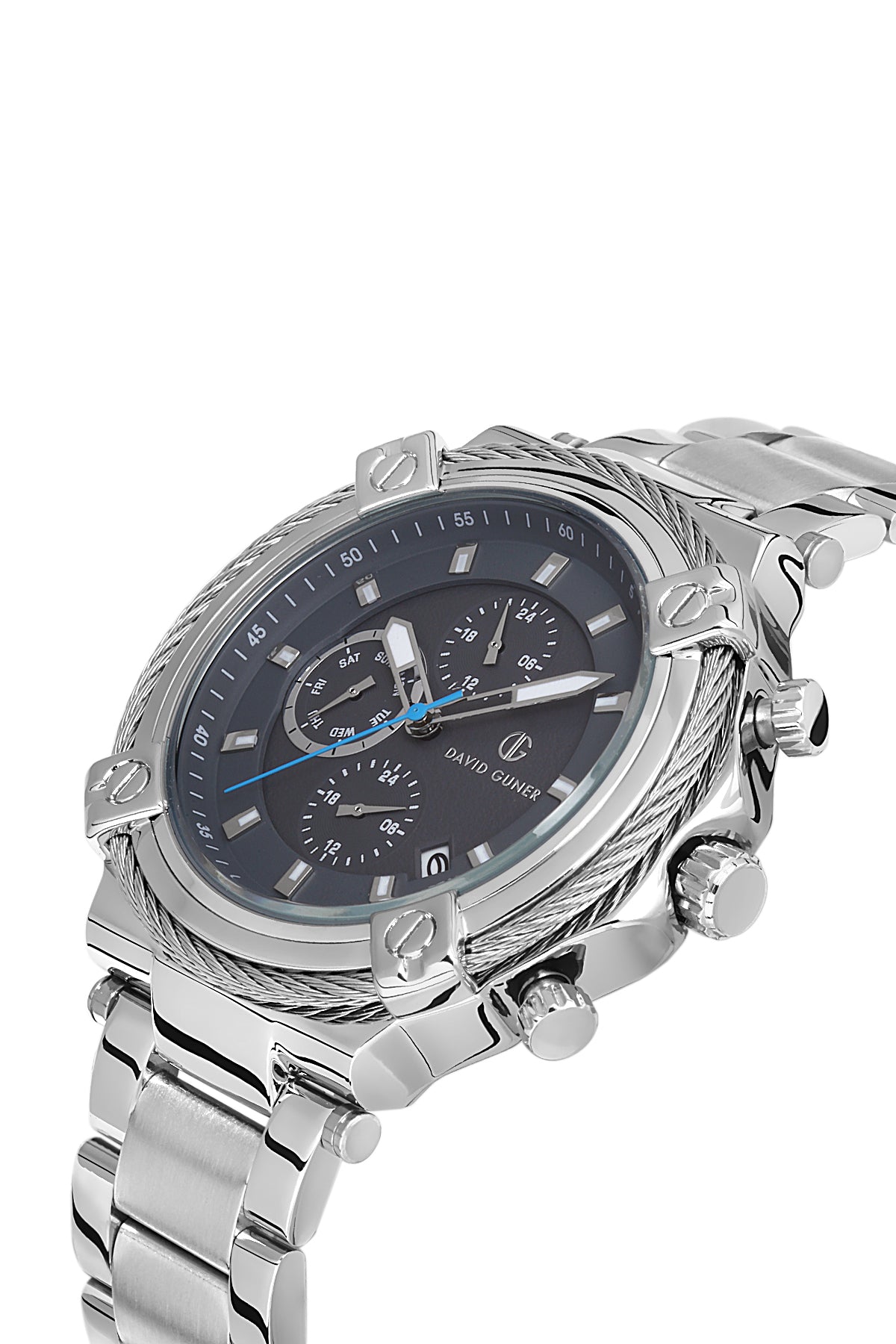 DAVID GUNER Gray Dial Silver Plating Men's Watch with Chronometer