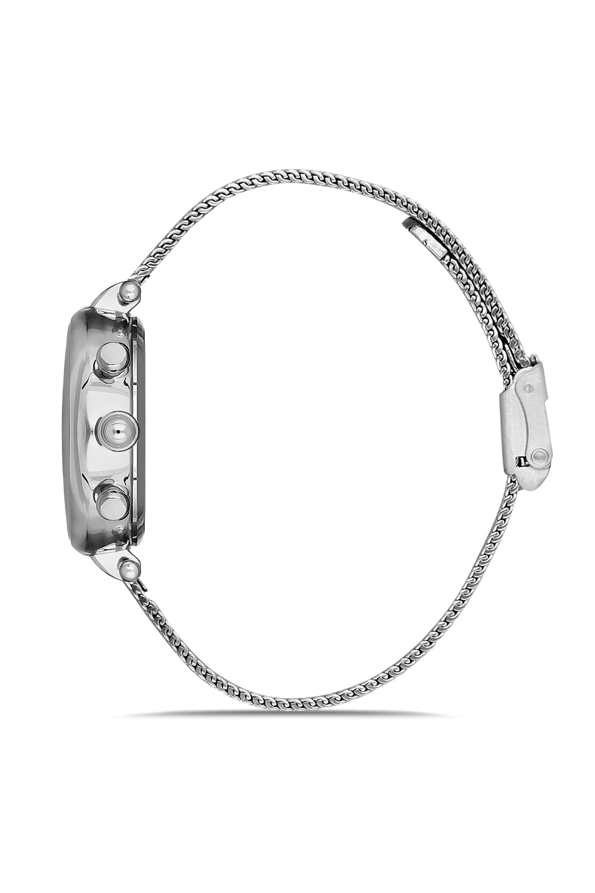 DAVID GUNER Women's Watch with Silver Steel Knitted Band