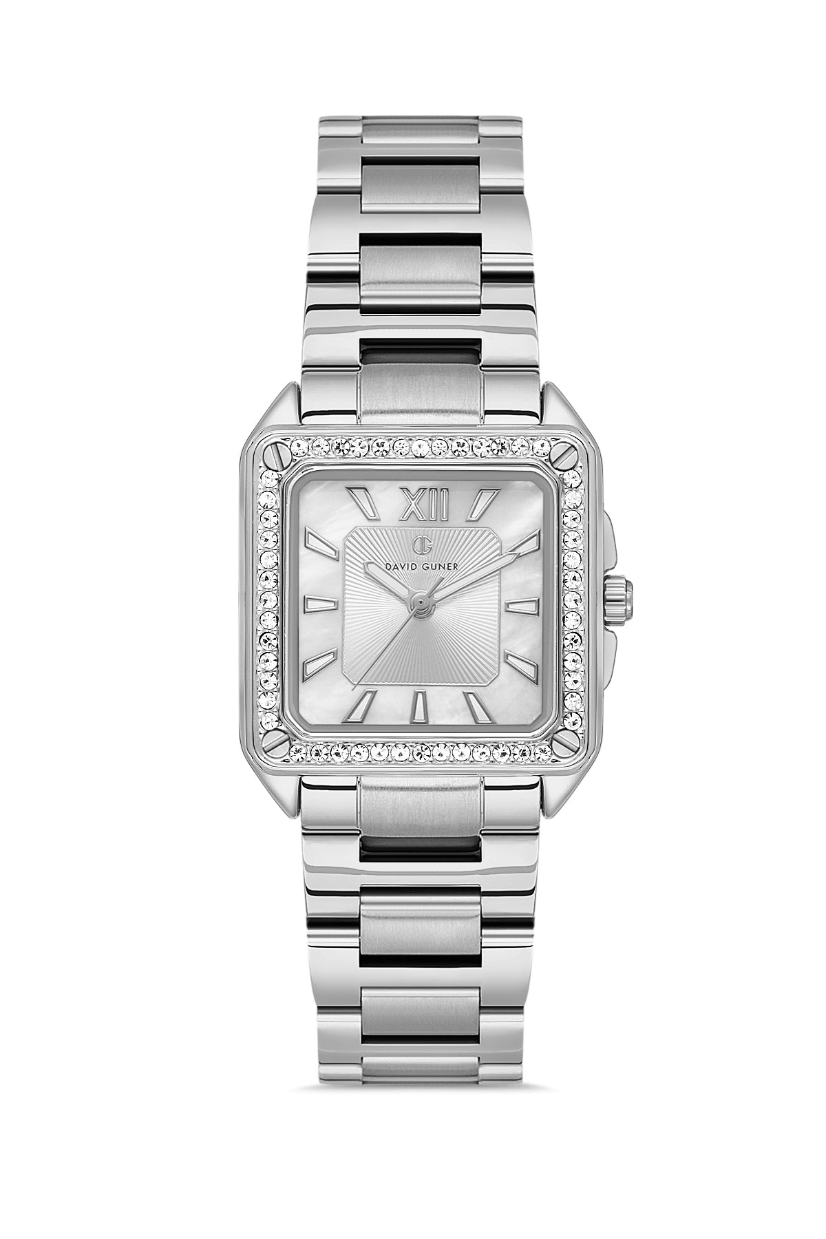 DAVID GUNER Gümüş Kadranlı Gümüş Kaplamalı Taşlı Kadın Kol Saati - DG-8669LA-A1
