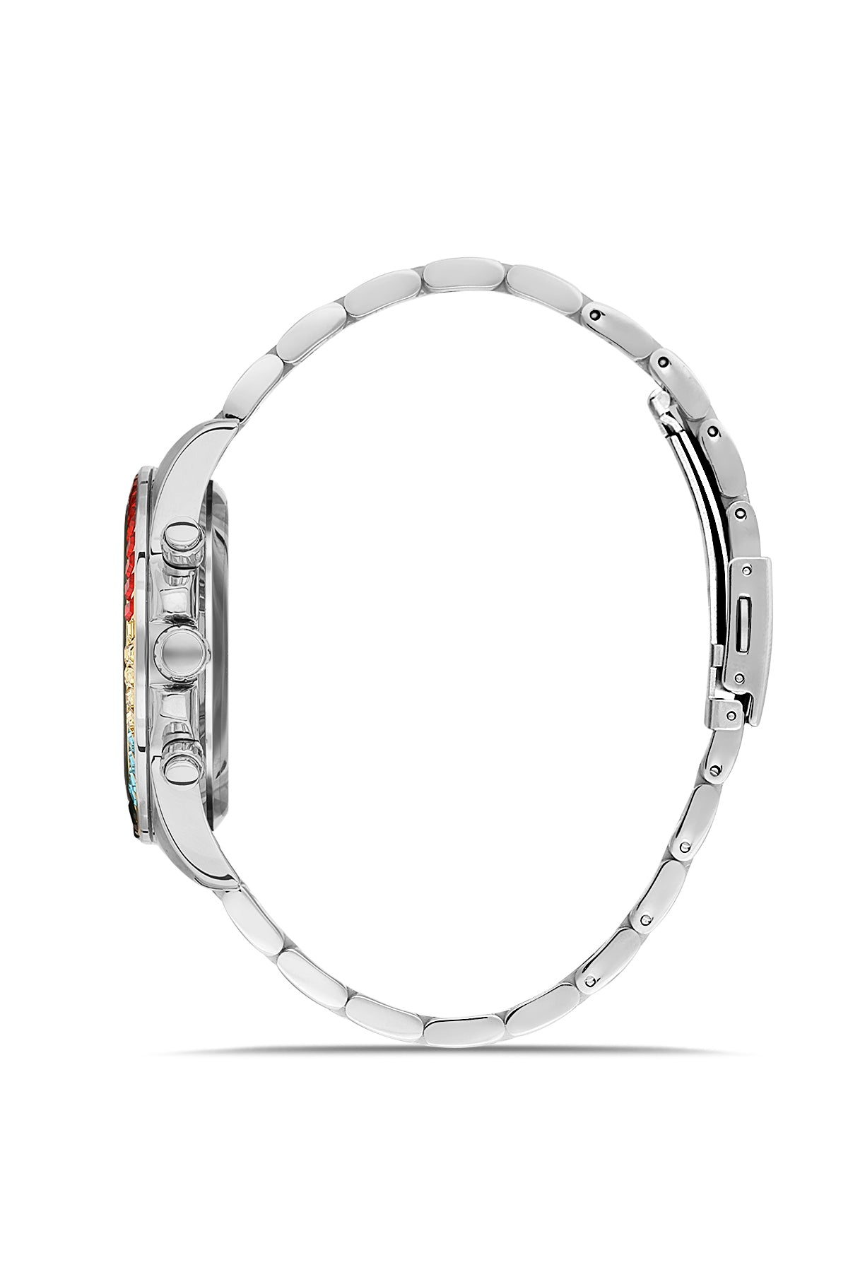 DAVID GUNER Gümüş Kadranlı Renkli Taşlı Multi Fonksiyon Paslanmaz Çelik Kadın Kol Saati - DG-8678GA-A1