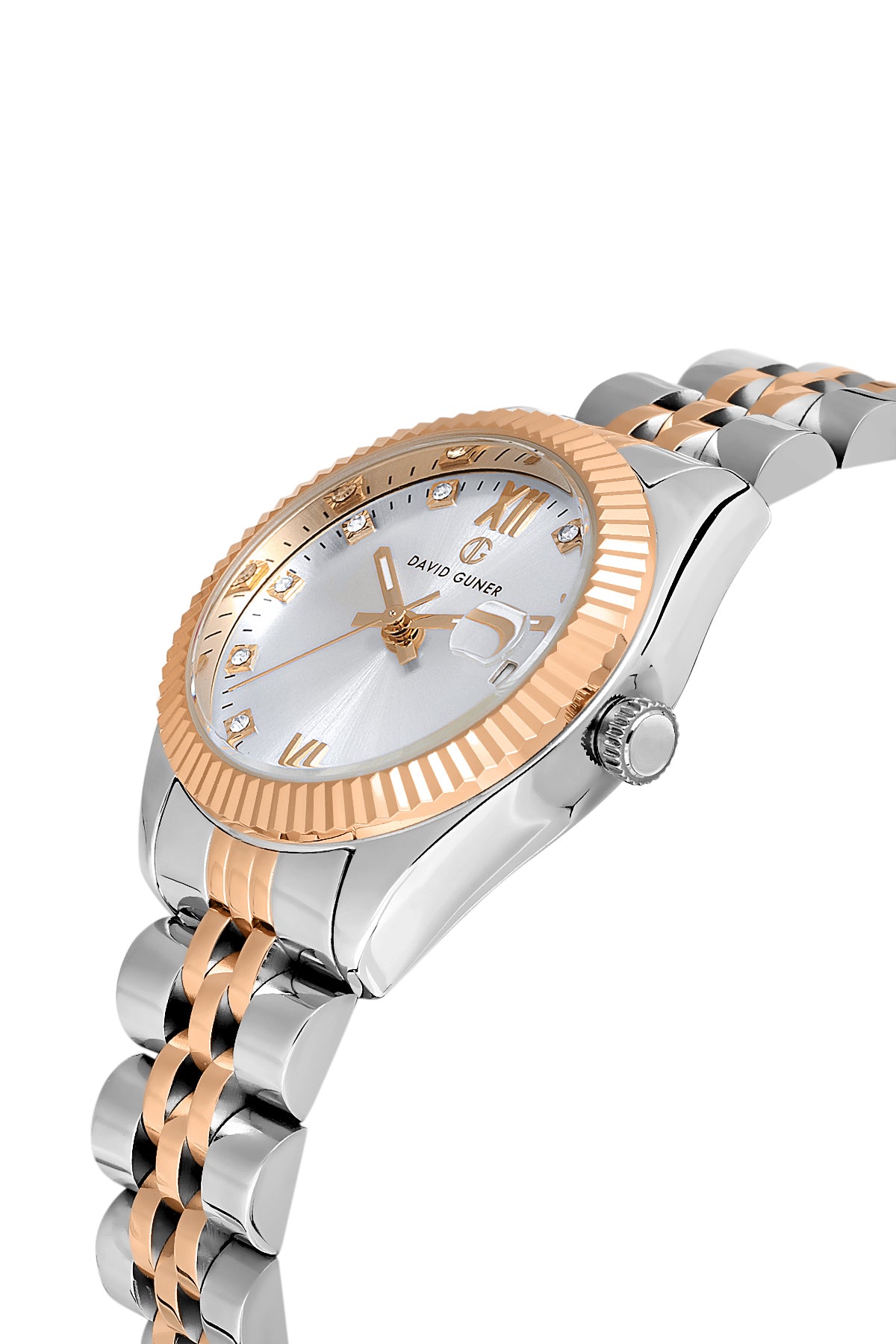 DAVID GUNER Gümüş Kadranlı Rose Beyaz Kaplamalı Kadın Kol Saati - DG-8630LA-E1