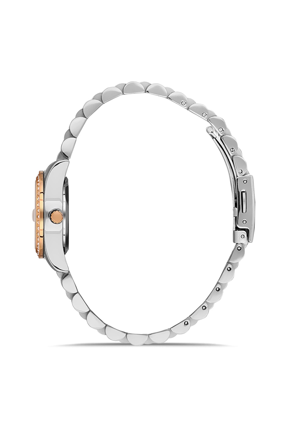 DAVID GUNER Gümüş Kadranlı Rose-Gümüş Kaplamalı Takvimli Kadın Kol Saat - DG-8474LA-E1