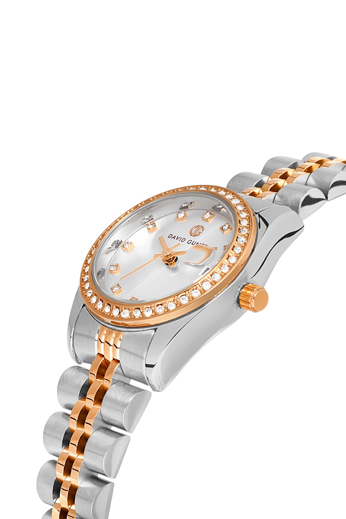 DAVID GUNER Gümüş Kadranlı Rose-Gümüş Kaplamalı Takvimli Kadın Kol Saat - DG-8474LA-E1