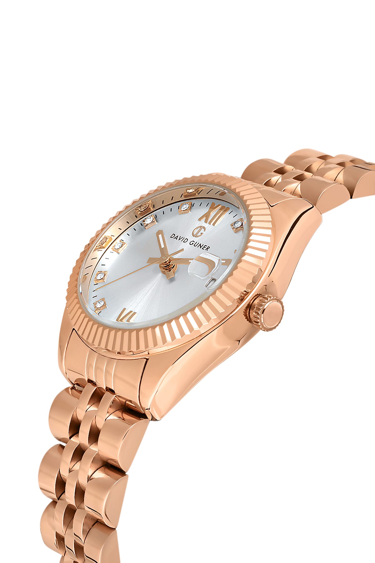 DAVID GUNER Gümüş Kadranlı Rose Kaplamalı Kadın Kol Saati - DG-8630LA-C1