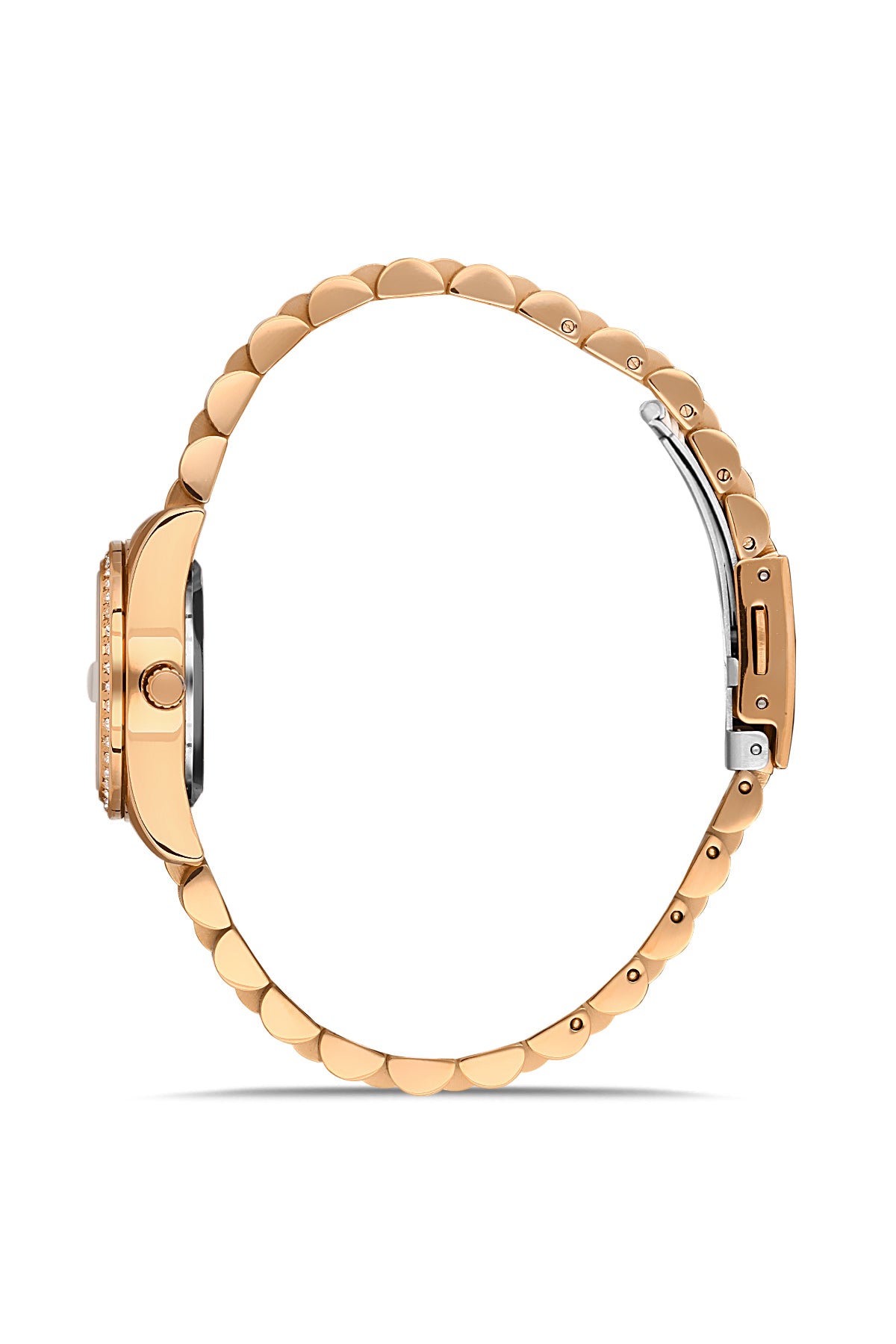 DAVID GUNER Gümüş Kadranlı Rose Kaplamalı Takvimli Kadın Kol Saati - DG-8474LA-C1