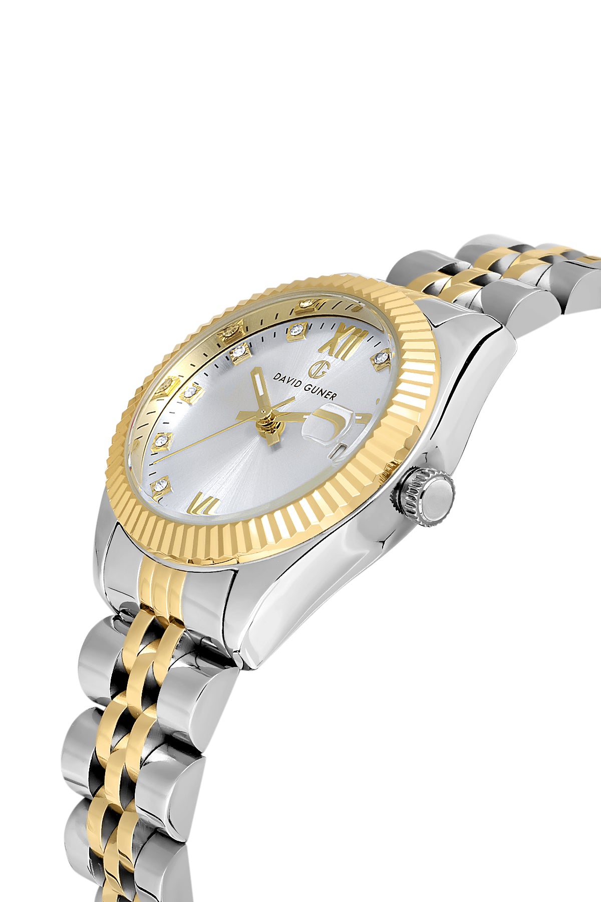 DAVID GUNER Gümüş Kadranlı Sarı Beyaz Kaplamalı Kadın Kol Saati - DG-8630LA-D1