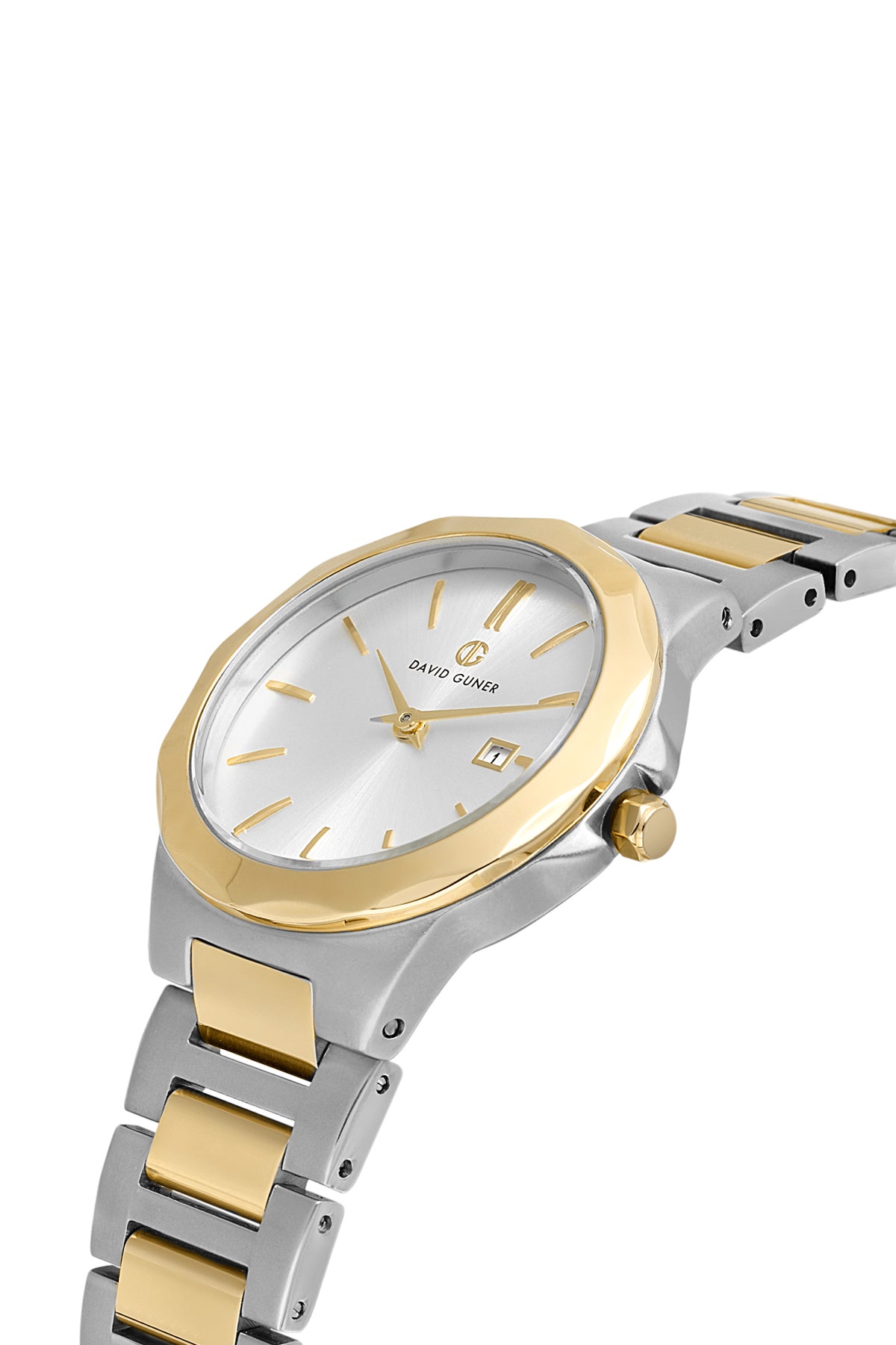 DAVID GUNER Silver Dial Yellow Silver Plating Women's Watch with Calendar