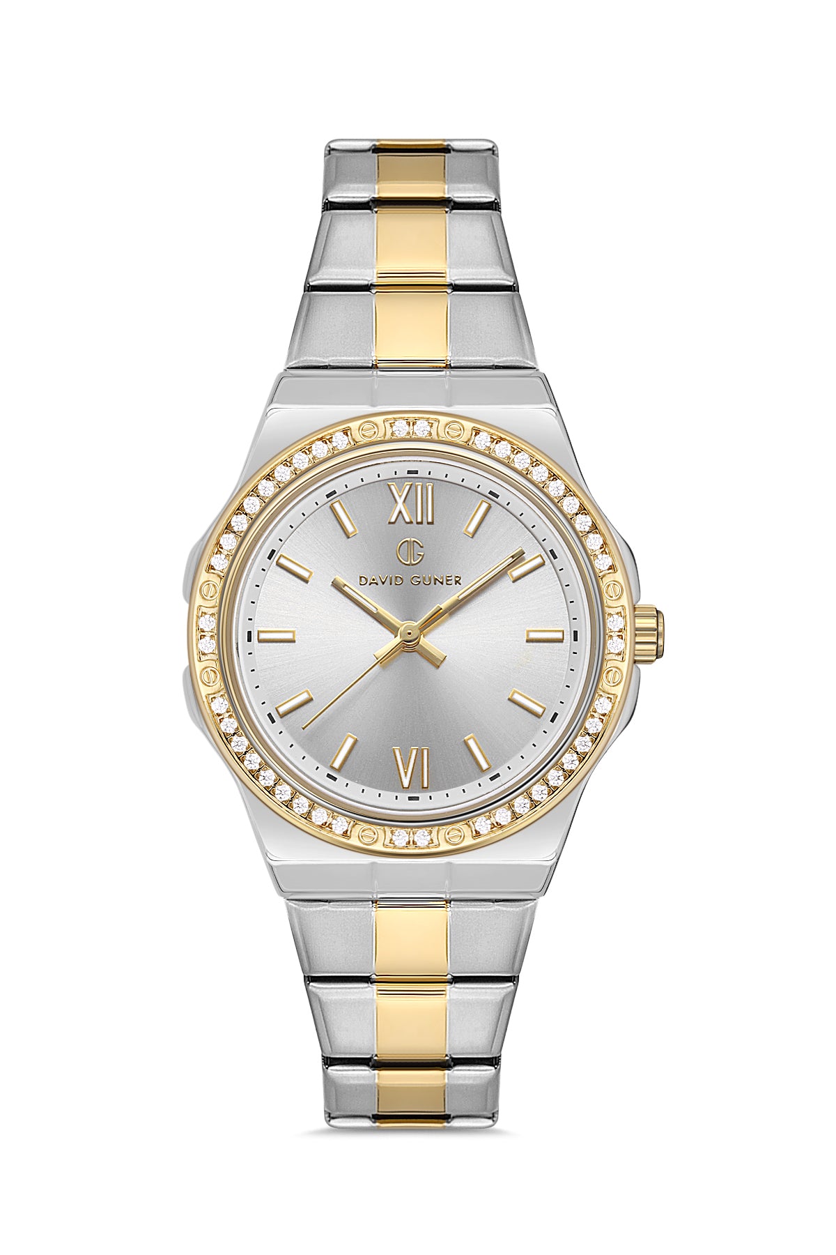 DAVID GUNER Silver Dial Yellow Silver Plating Stone Women's Watch