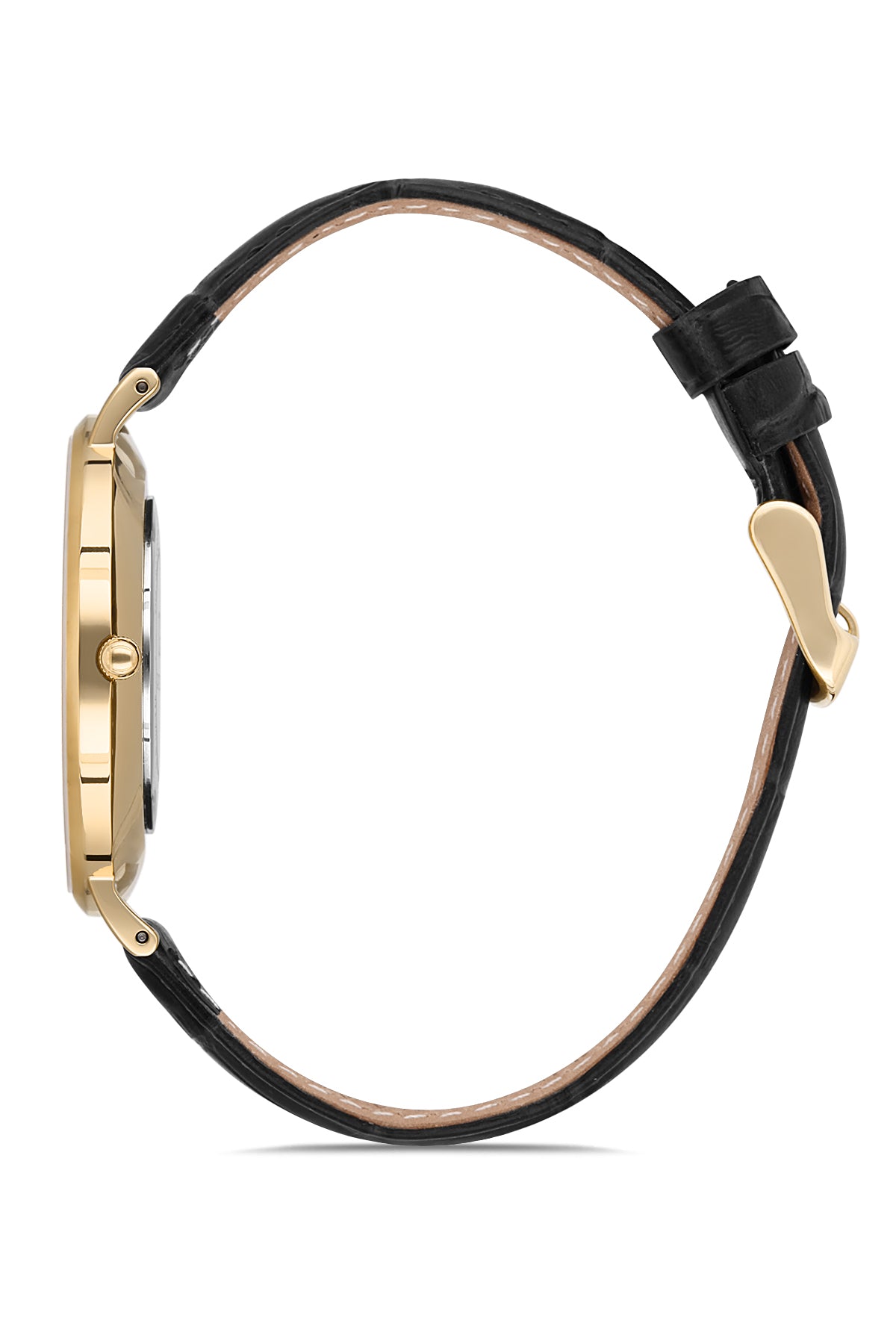 DAVID GUNER Gümüş Kadranlı Sarı Kaplamalı Erkek Deri Kol Saati - DG-8074GB-N1