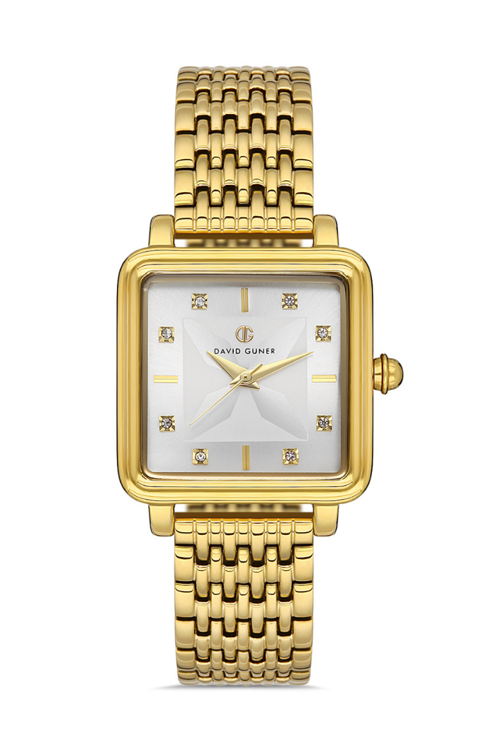 DAVID GUNER Gümüş Kadranlı Sarı Kaplamalı Kadın Kol Saati - DG-8471LA-B1