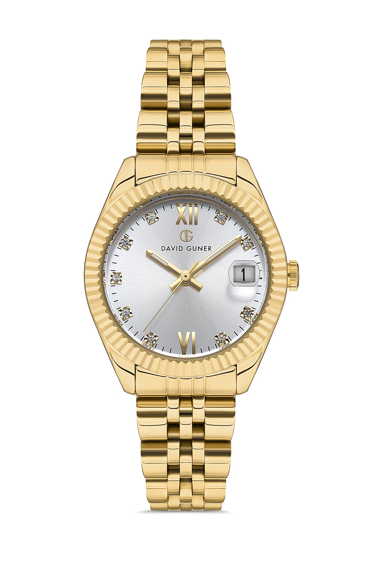 DAVID GUNER Gümüş Kadranlı Sarı Kaplamalı Kadın Kol Saati - DG-8630LA-B1
