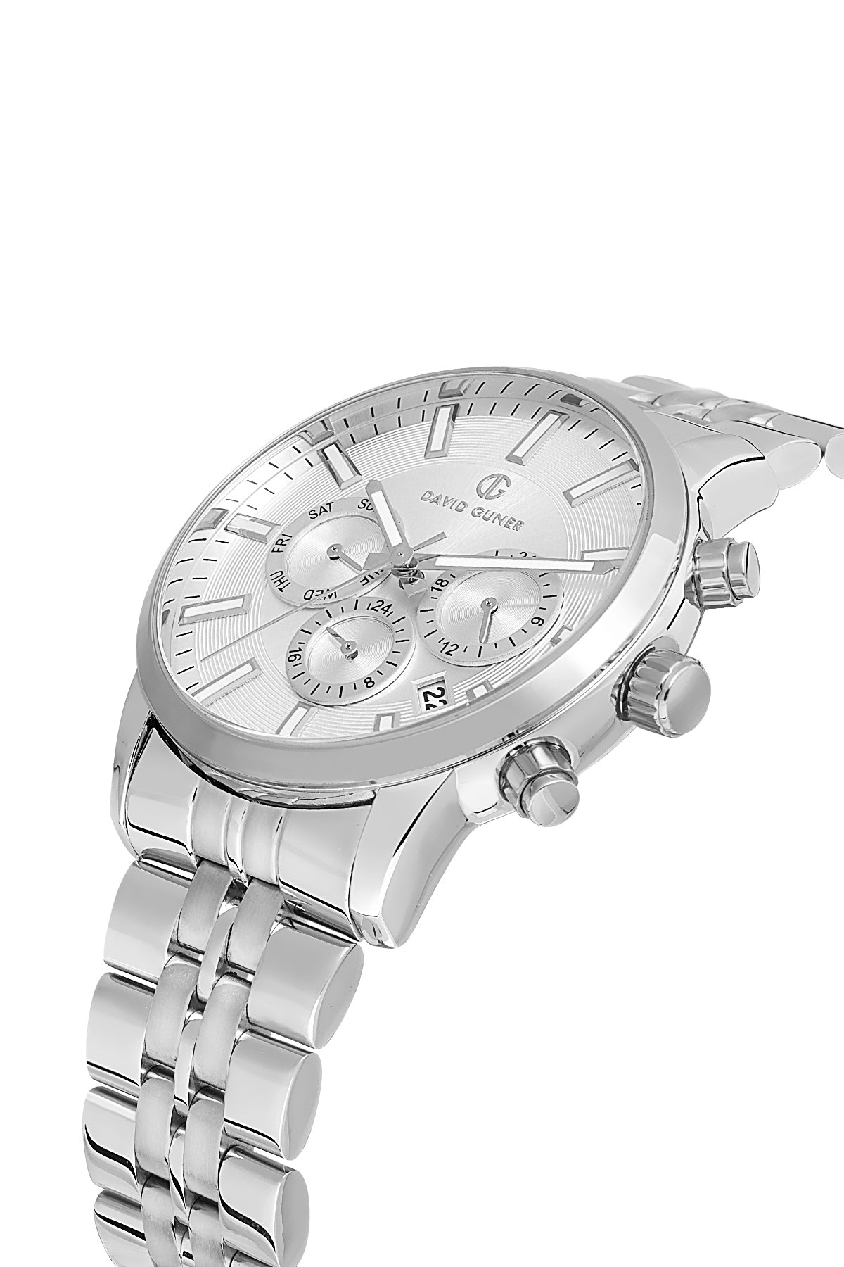DAVID GUNER Silver Plating Silver Dial Multifunctional Men's Watch