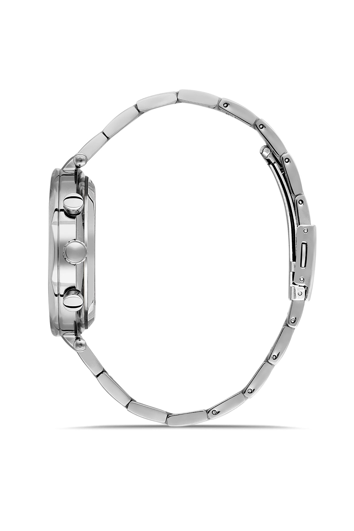 DAVID GUNER Gümüş Kaplama Gümüş Kadranlı Multi Fonksiyonlu Paslanmaz Masif Çelik Erkek Kol Saati - DG-8693GA-A1