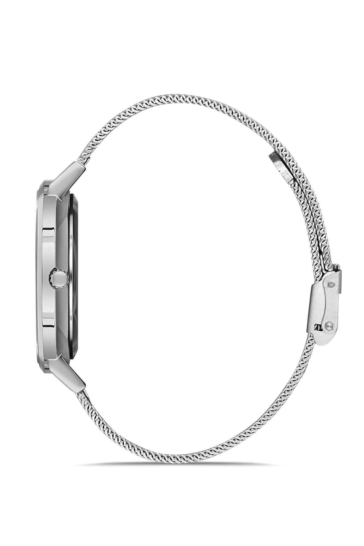 DAVID GUNER Gümüş Kaplama Kırmızı Kadranlı Takvimli Çelik Örme Kordon Erkek Kol Saati - DG-8320GC-A2