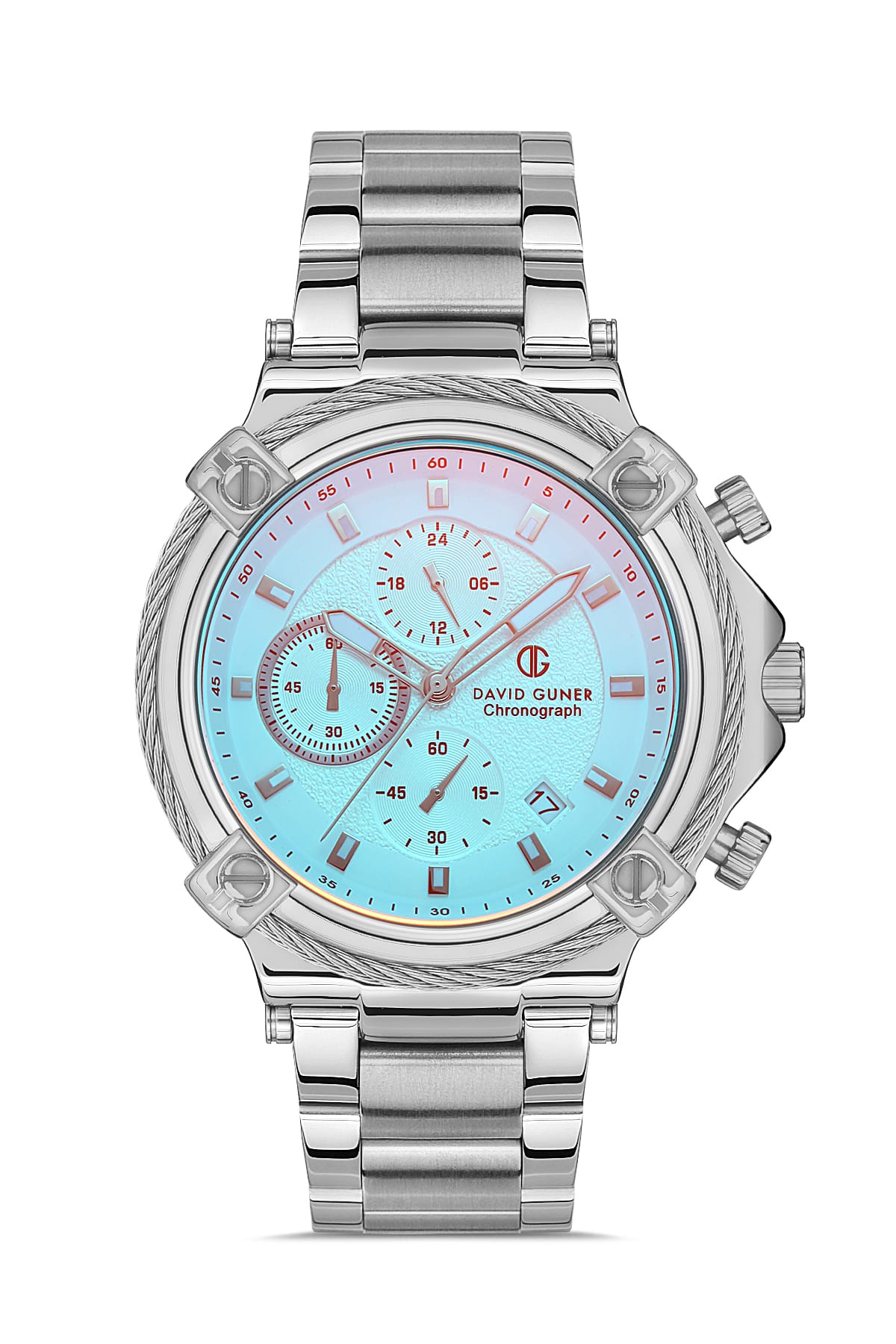 DAVID GUNER Silver Plating Blue Silver Dial Men's Watch