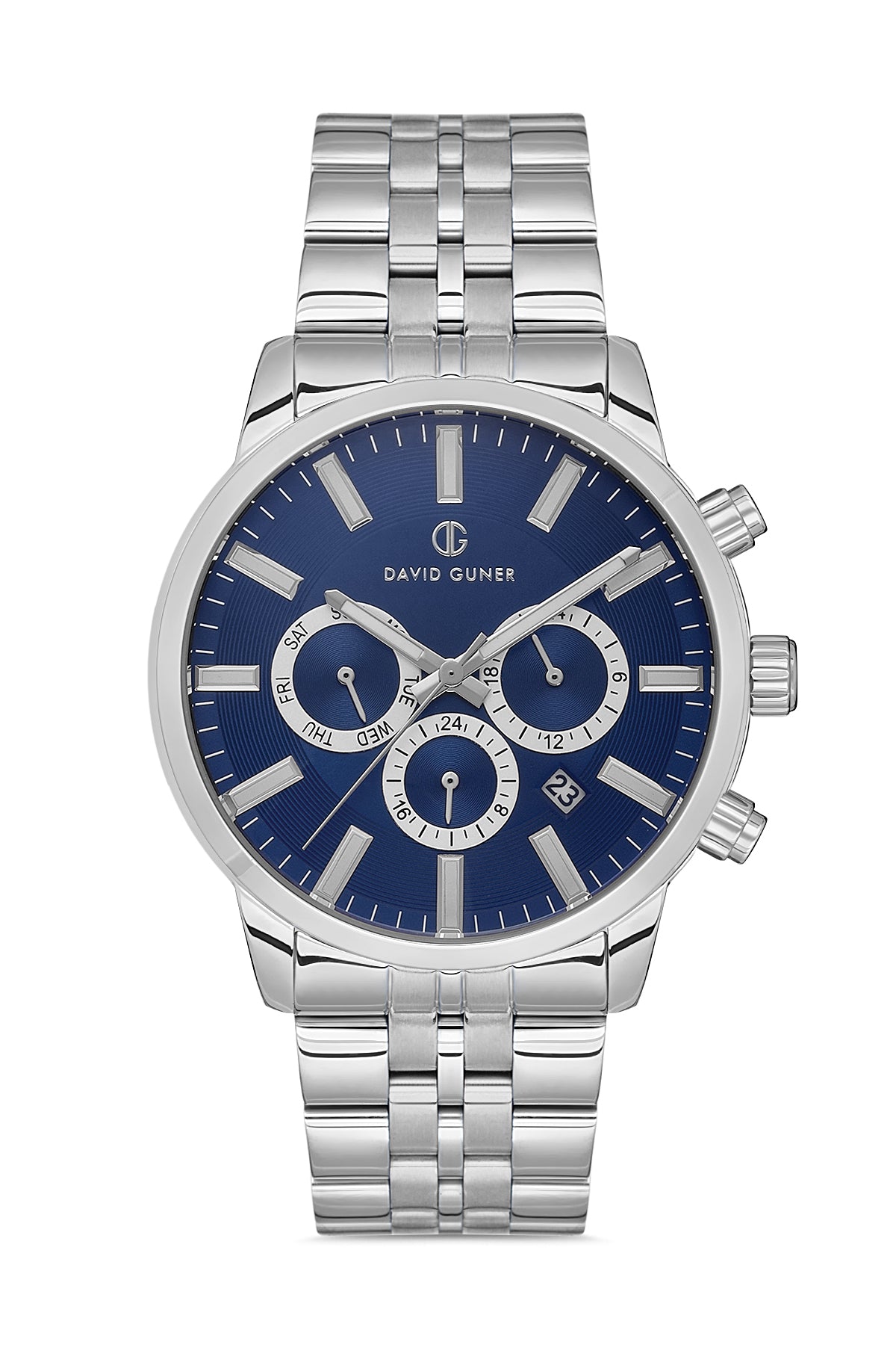 DAVID GUNER Silver Plating Blue Dial Multifunctional Men's Watch