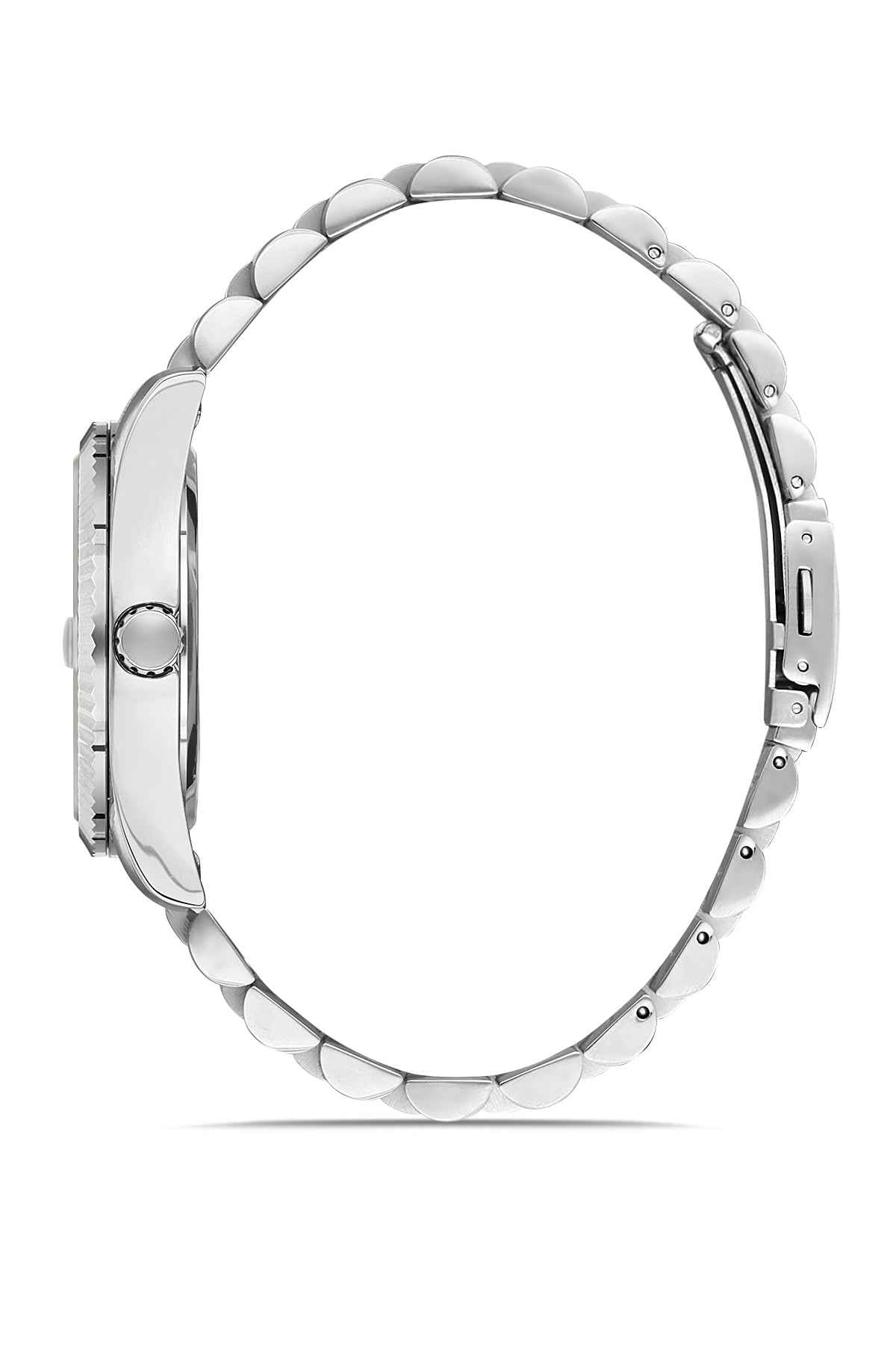 DAVID GUNER Gümüş Kaplama Mavi Kadranlı Roma Rakamlı Takvimli Paslanmaz Masif Çelik Erkek Kol Saati - DG-8085GA-A3