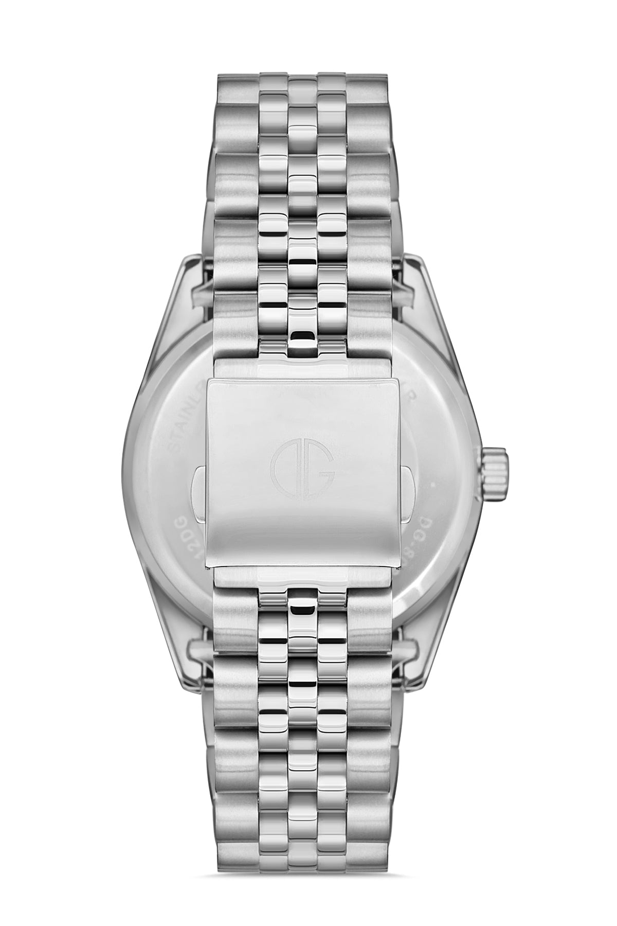 DAVID GUNER Gümüş Kaplama Mavi Kadranlı Roma Rakamlı Takvimli Paslanmaz Masif Çelik Erkek Kol Saati - DG-8085GA-A3