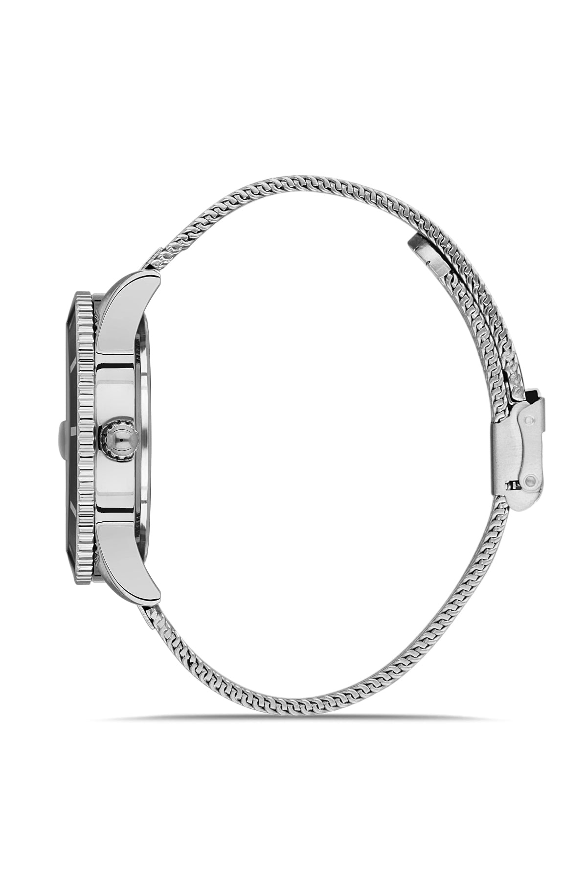 DAVID GUNER Gümüş Kaplama Mavi Kadranlı Takvimli Çelik Örme Kordon Erkek Kol Saati - DG-8328GC-A3