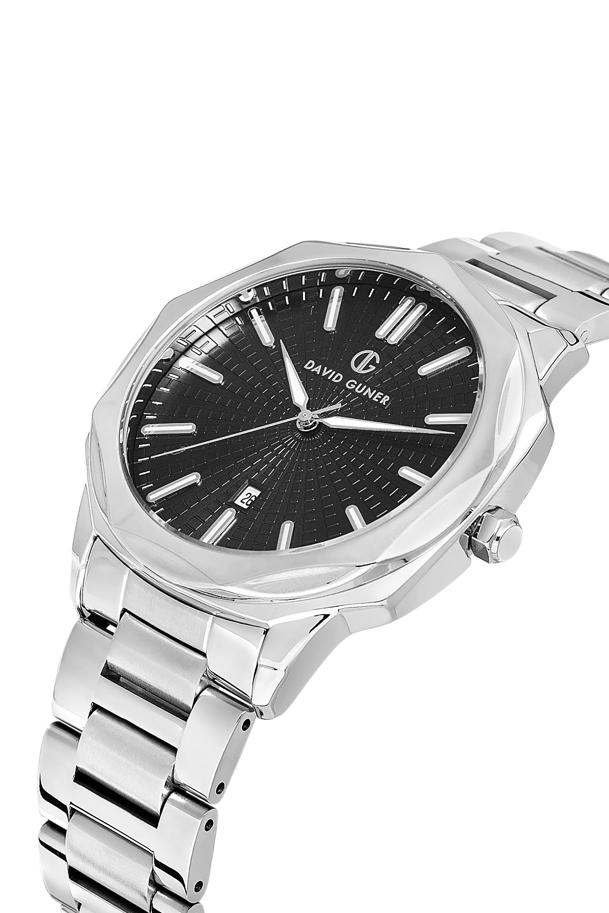 David Guner Silver Plating Black Dial Calendar Men's Watch