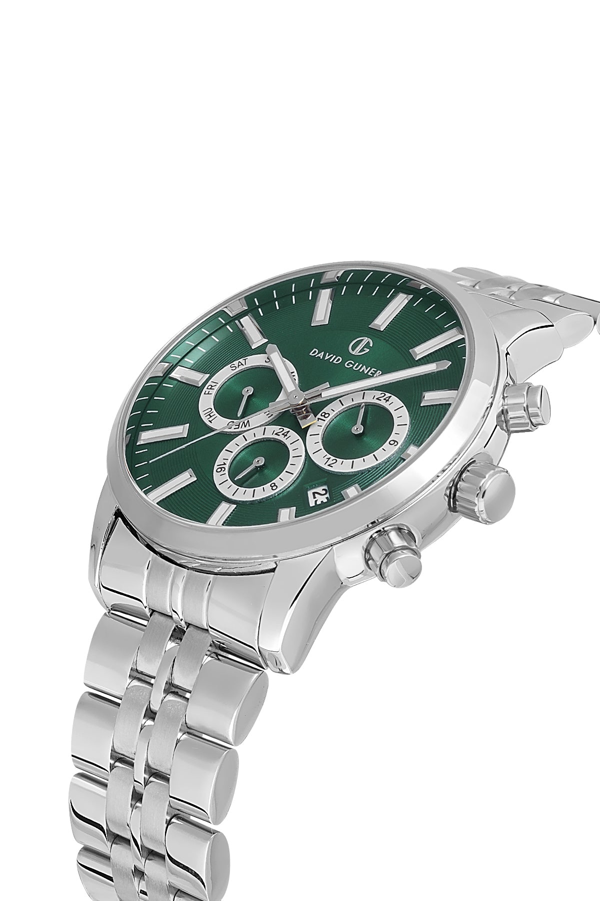 DAVID GUNER Silver Plating Green Dial Multifunctional Men's Watch