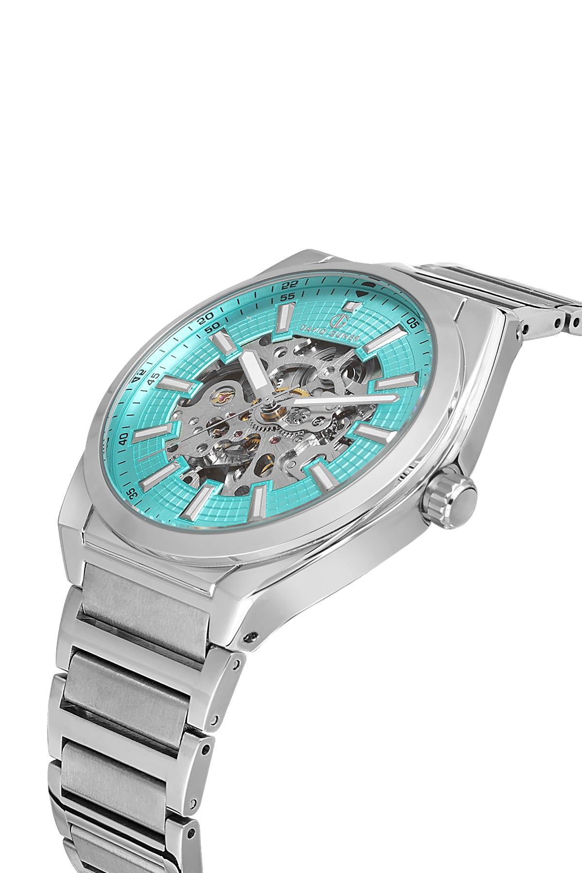 DAVID GUNER Otomatik Gümüş Kordonlu Açık Mavi Kadranlı Erkek Saat - DG-8653GA-A15