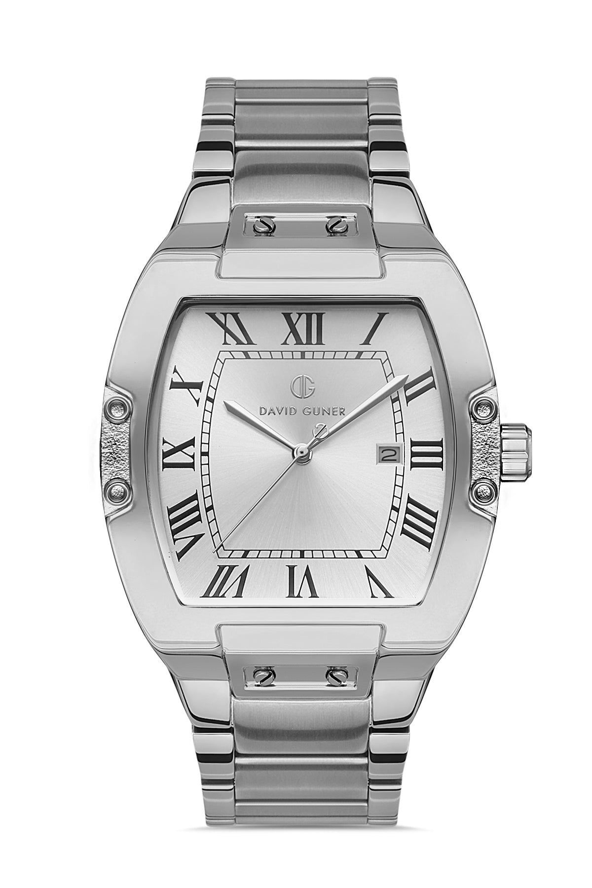 DAVID GUNER GÜMÜŞ KAPLAMALI BEYAZ KADRANLI ERKEK KOL SAATİ DG-8059GA-A1