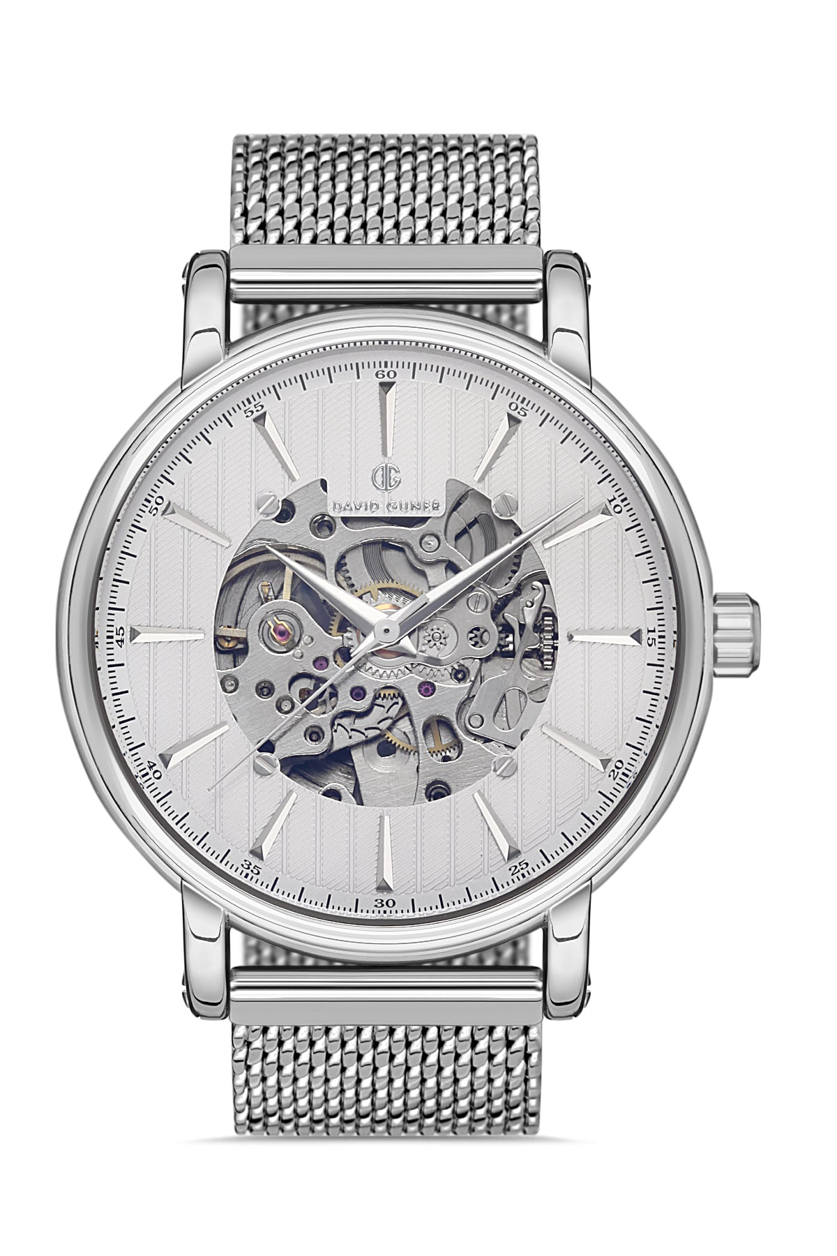 DAVID GUNER GÜMÜŞ KAPLAMALI BEYAZ KADRANLI ERKEK KOL SAATİ DG-8232GC-A1
