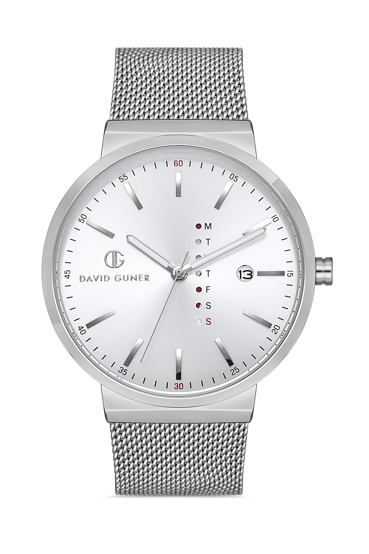 DAVID GUNER GÜMÜŞ KAPLAMALI BEYAZ KADRANLI ERKEK KOL SAATİ - DG-8240GC-A1