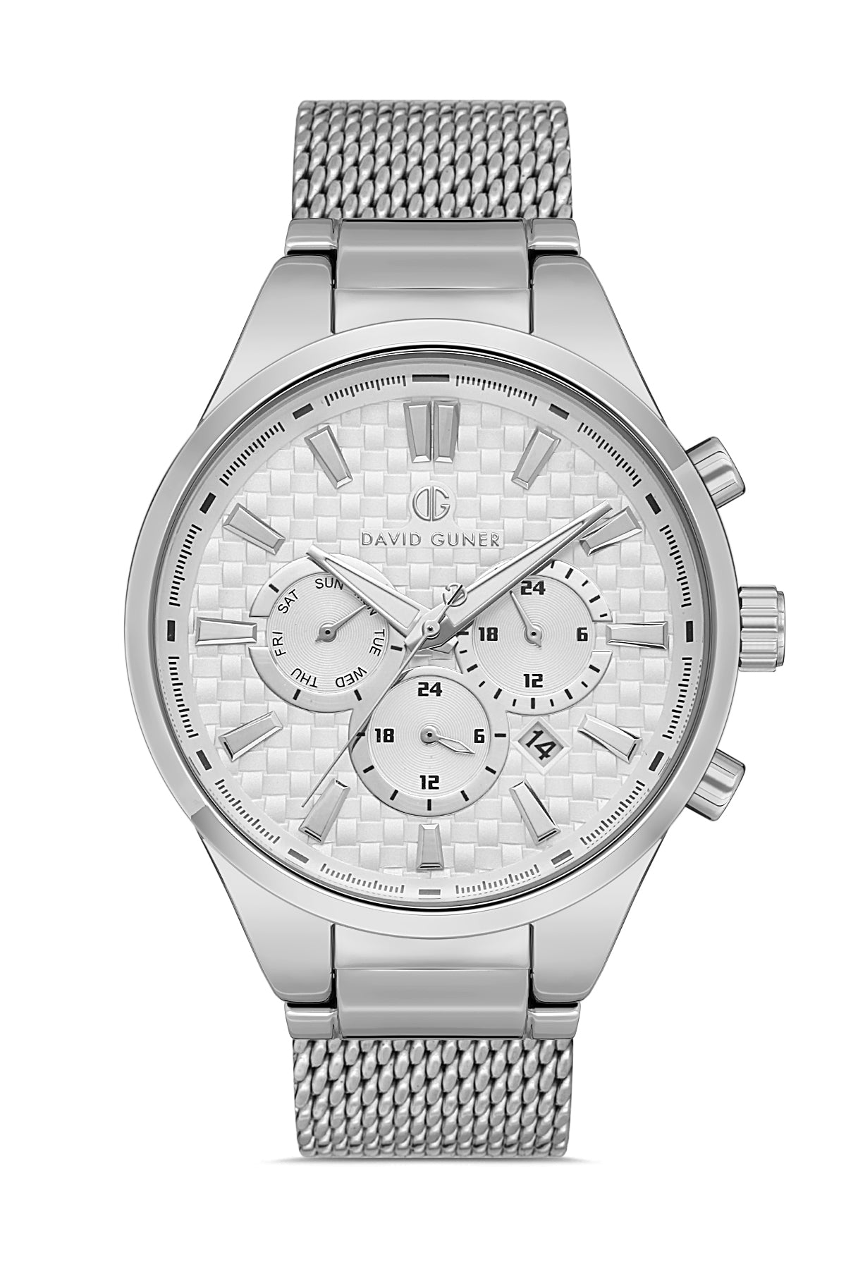 DAVID GUNER GÜMÜŞ KAPLAMALI BEYAZ KADRANLI ERKEK KOL SAATİ - DG-8343GC-A1