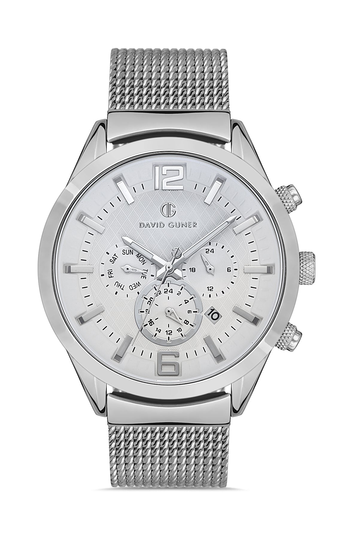 DAVID GUNER GÜMÜŞ KAPLAMALI BEYAZ KADRANLI ERKEK KOL SAATİ - DG-8368GC-A1