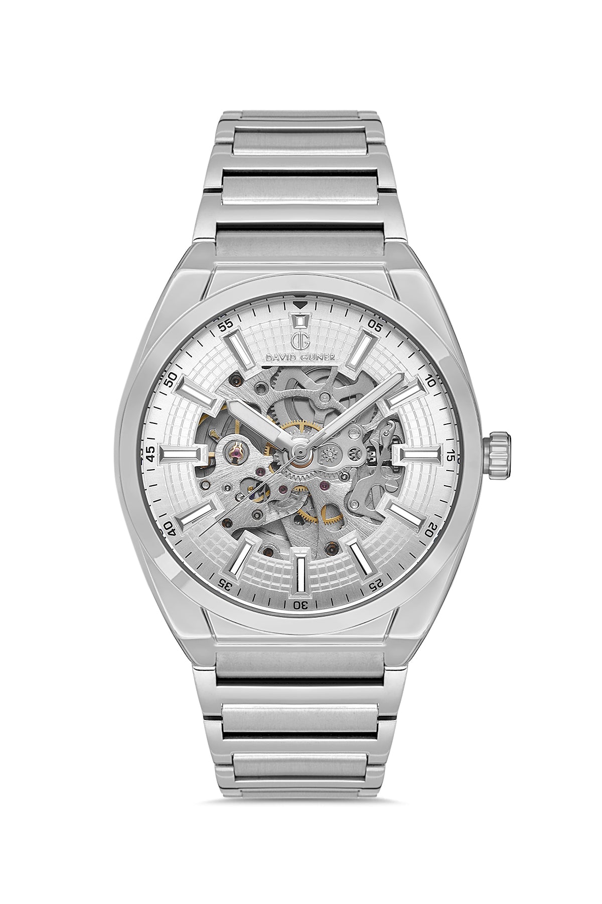 DAVID GUNER GÜMÜŞ KAPLAMALI BEYAZ KADRANLI ERKEK KOL SAATİ DG-8653GA-A1