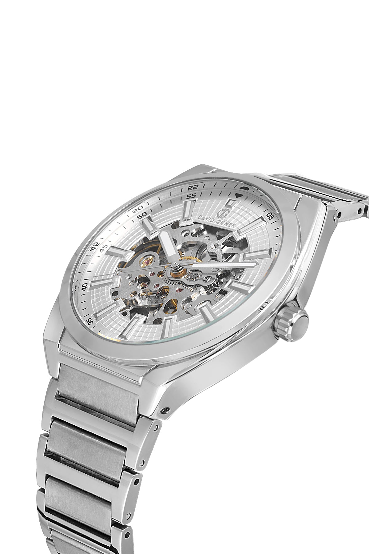 DAVID GUNER GÜMÜŞ KAPLAMALI BEYAZ KADRANLI ERKEK KOL SAATİ DG-8653GA-A1