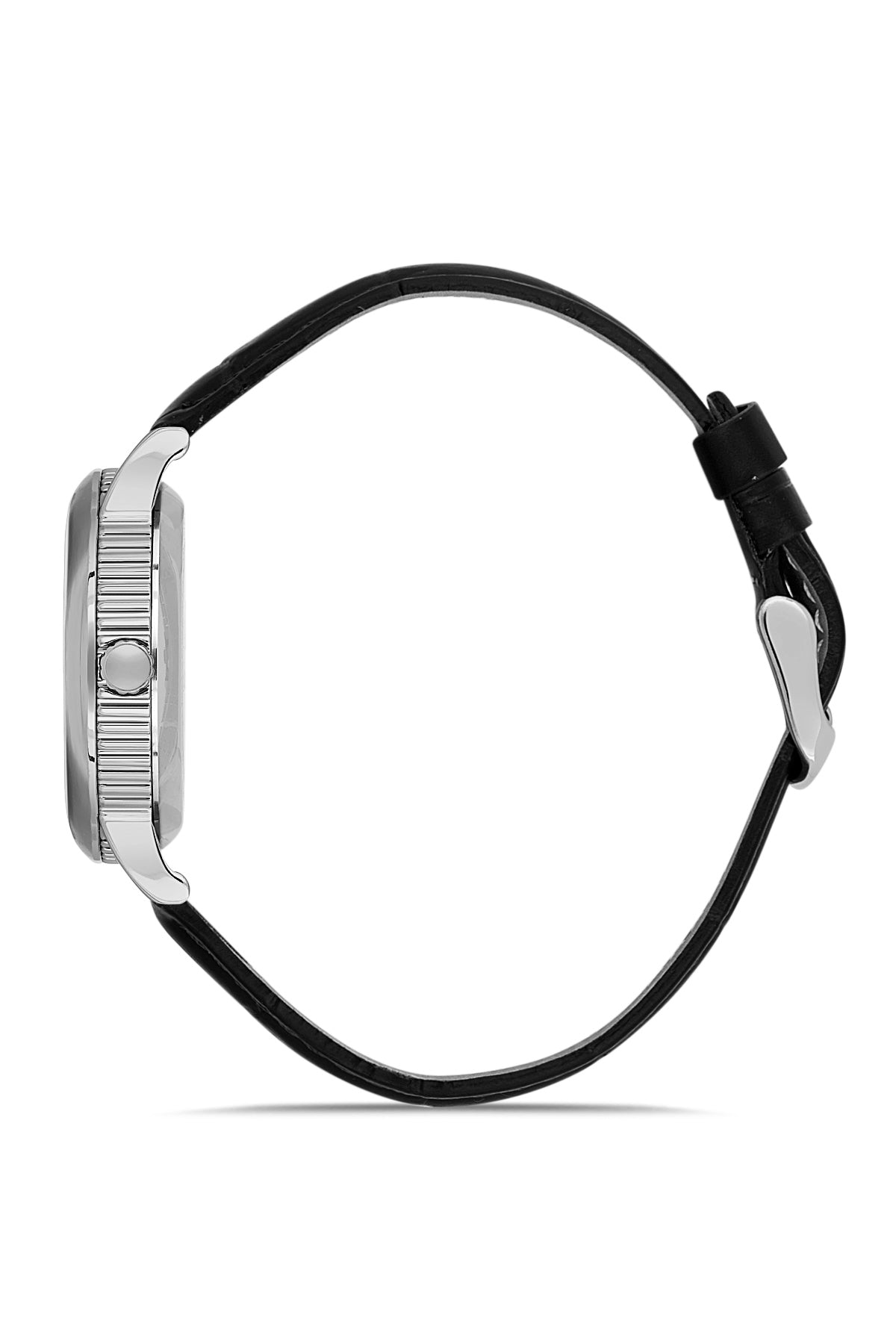 David Guner Silver Plating Black Original Leather Band Men's Watch