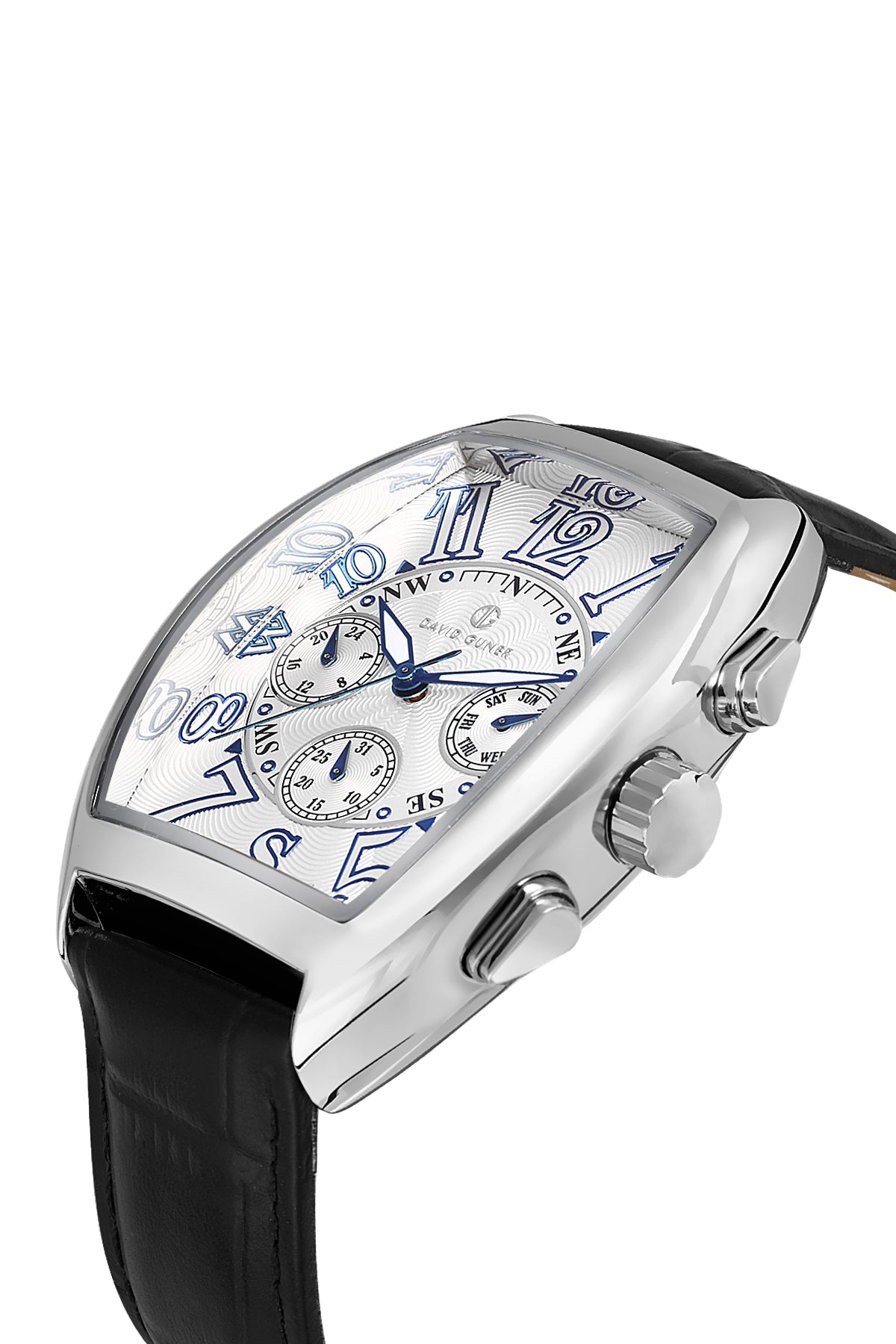 DAVID GUNER GÜMÜŞ KAPLAMALI BEYAZ KADRANLI ERKEK KOL SAATİ DG-8707GB-J1