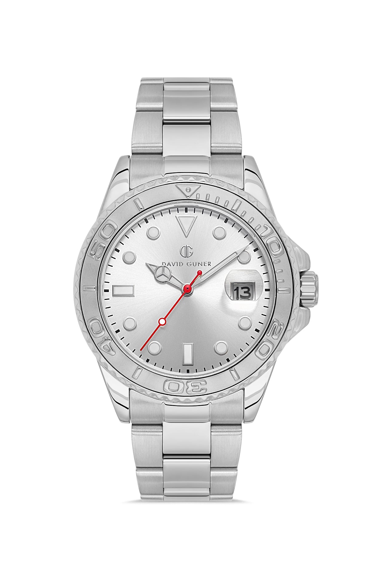 DAVID GUNER GÜMÜŞ KAPLAMALI BEYAZ KADRANLI ERKEK KOL SAATİ DG-8712GA-A1