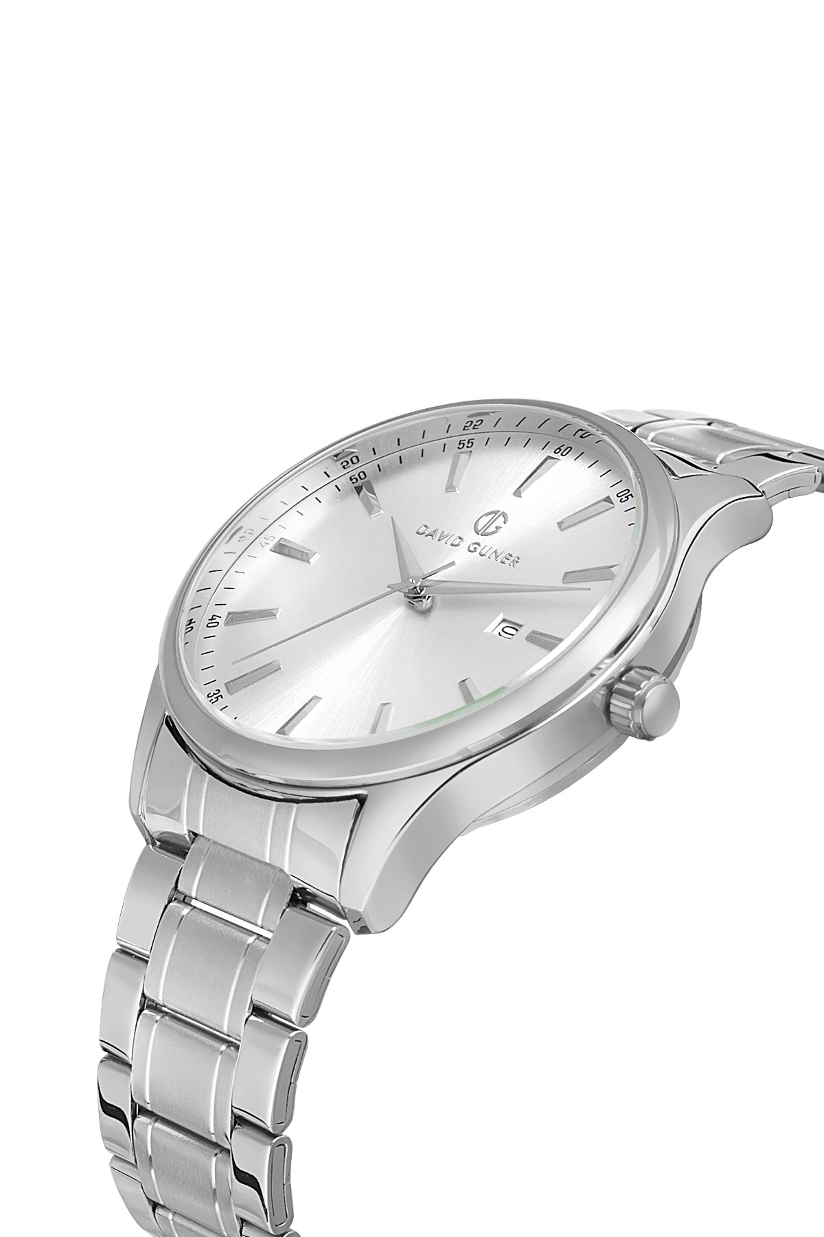 DAVID GUNER GÜMÜŞ KAPLAMALI BEYAZ KADRANLI ERKEK KOL SAATİ - DG-8714GA-A1