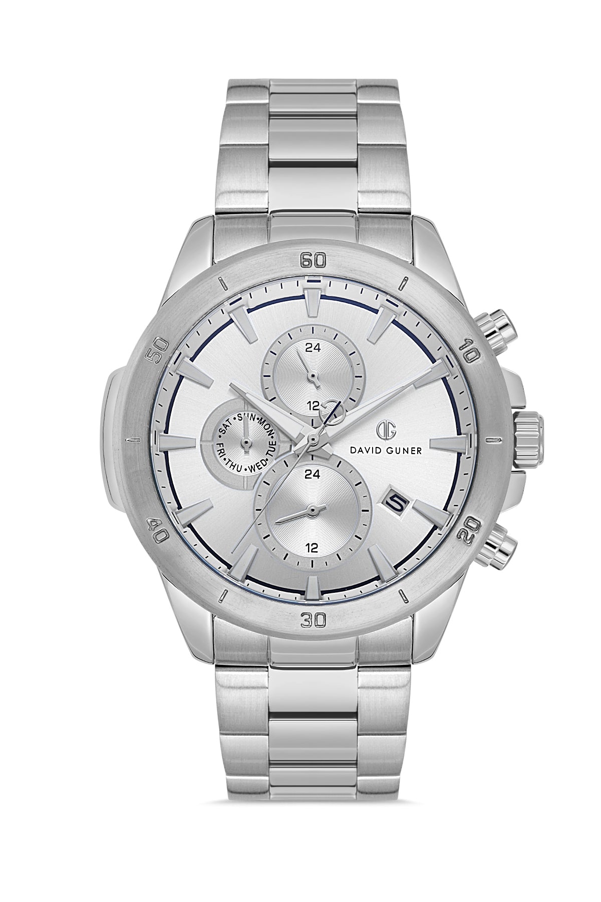 DAVID GUNER GÜMÜŞ KAPLAMALI BEYAZ KADRANLI ERKEK KOL SAATİ - DG-8742GA-A1