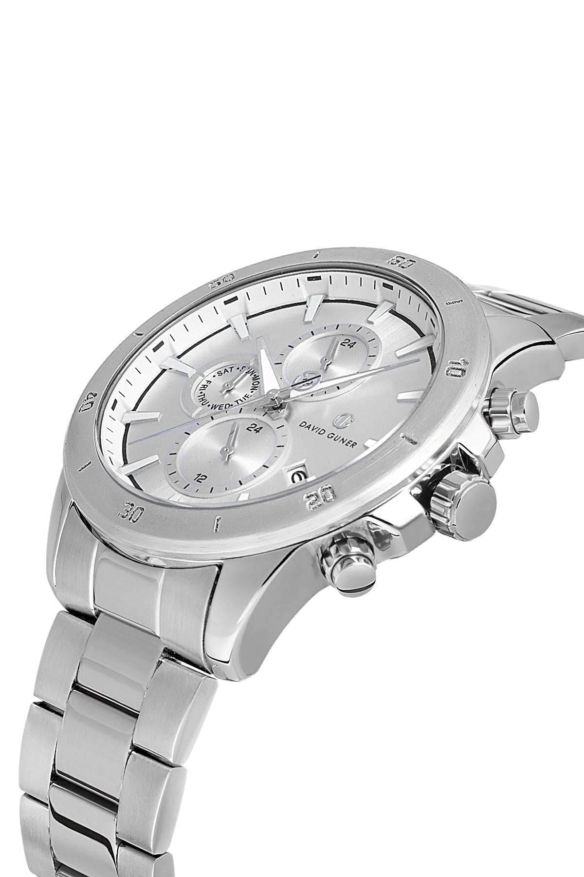 DAVID GUNER GÜMÜŞ KAPLAMALI BEYAZ KADRANLI ERKEK KOL SAATİ - DG-8742GA-A1
