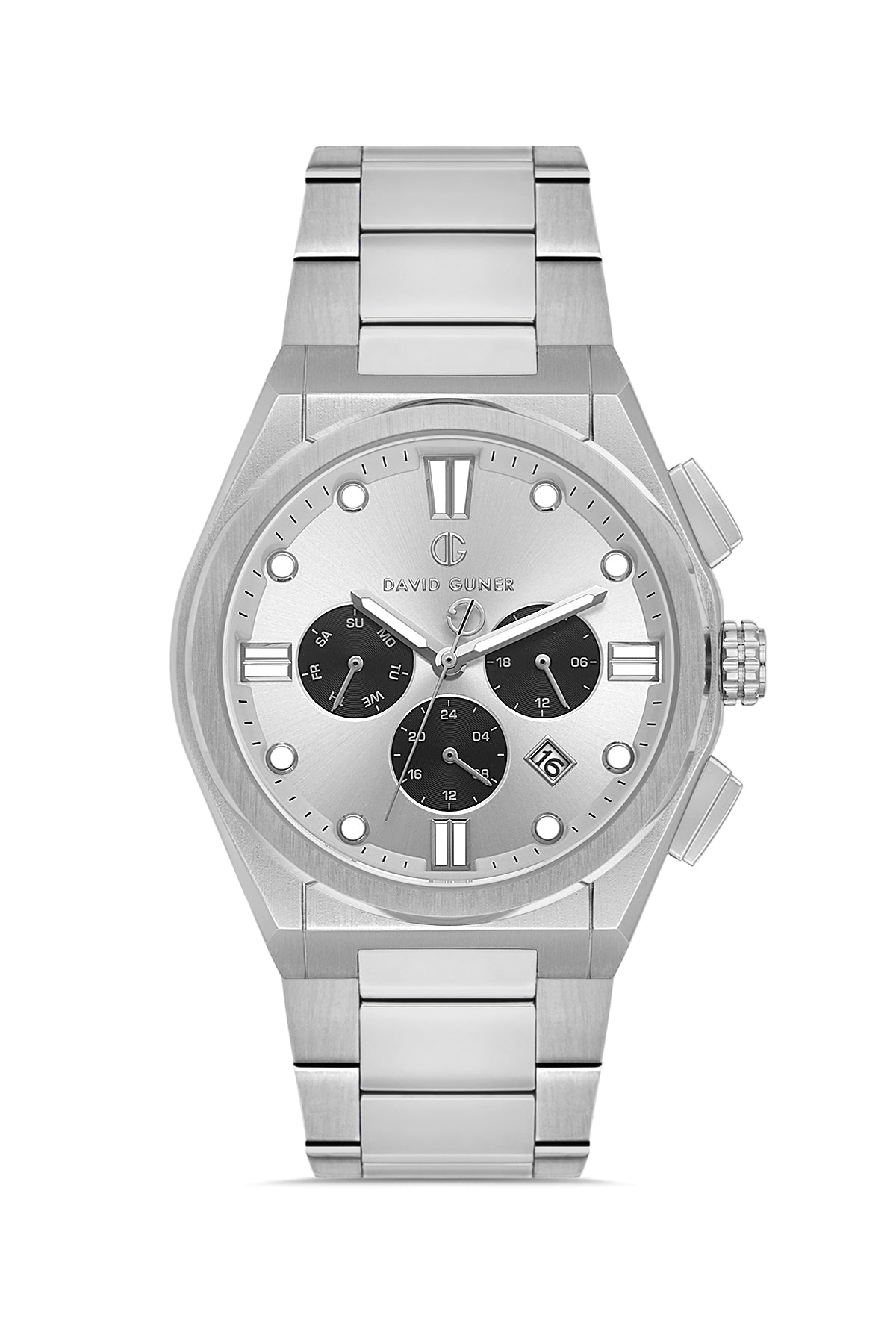 DAVID GUNER Gümüş Renk Kadranlı Multi Fonksiyon Erkek Kol Saati