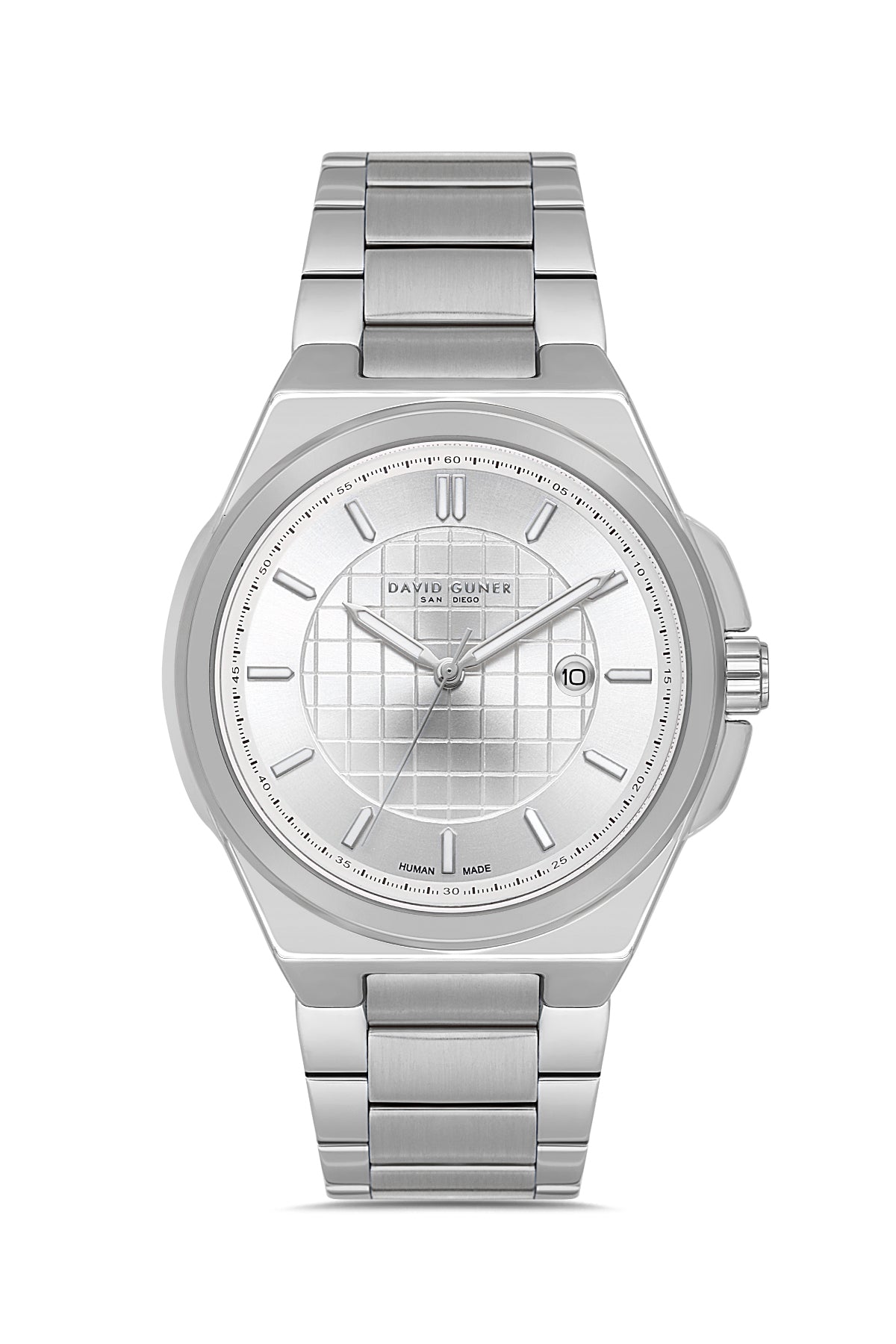 DAVID GUNER GÜMÜŞ KAPLAMALI BEYAZ KADRANLI ERKEK KOL SAATİ DG-8870GA-A1