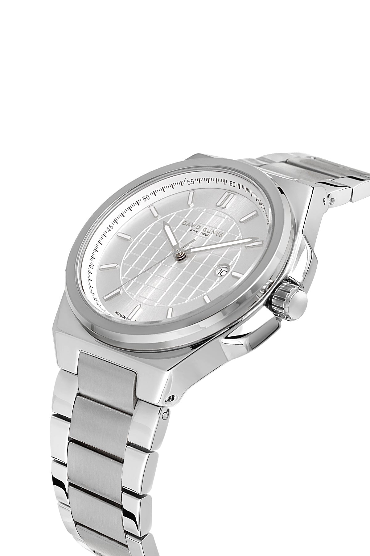 DAVID GUNER GÜMÜŞ KAPLAMALI BEYAZ KADRANLI ERKEK KOL SAATİ DG-8870GA-A1