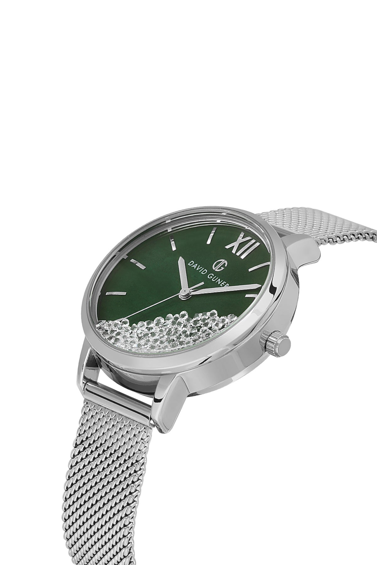 DAVID GUNER GÜMÜŞ KAPLAMALI BEYAZ KADRANLI KADIN KOL SAATİ DG-8428LC-A10