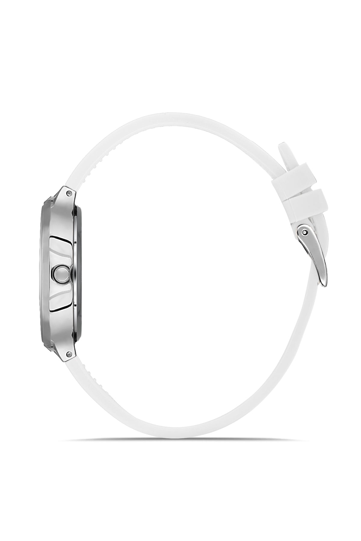 DAVID GUNER Gümüş Renk Kaplamalı Beyaz Silikon Kordonlu Kadın Kol Saati - DG-8605LD-A1