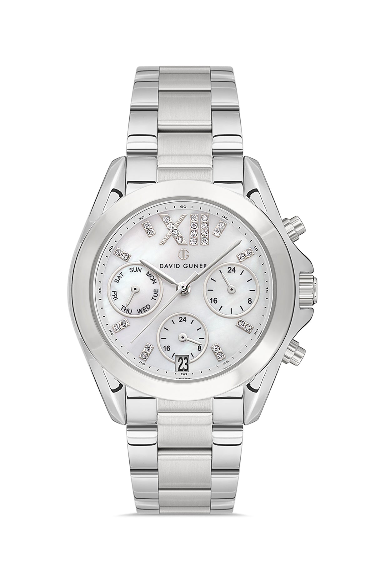 DAVID GUNER Beyaz Kadranlı Paslanmaz Masif Çelik Kadın Kol Saati - DG-8650LA-A1